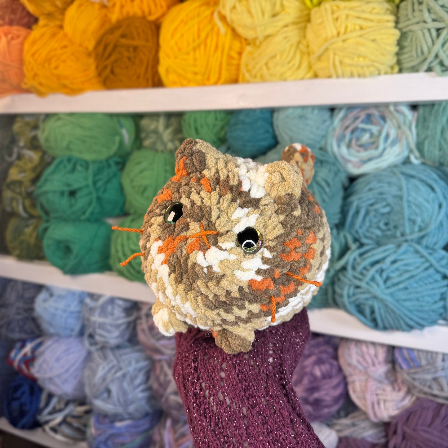 Tortie Cat Crochet Plushie | Hand Painted Eyes