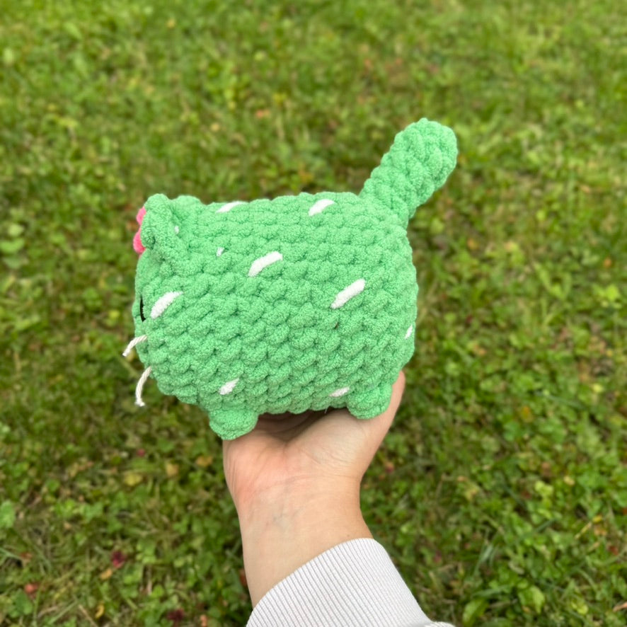Cactus Kitten Crochet Plushie | Hand Painted Eyes