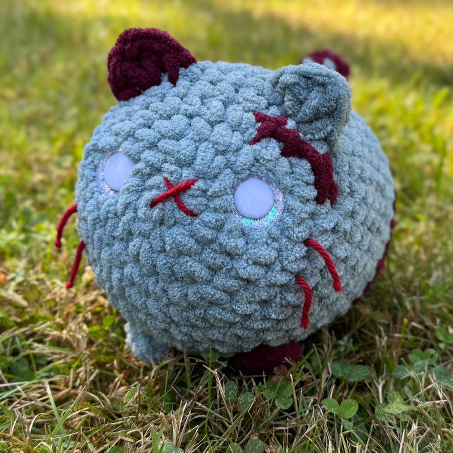 Zombie Cat Crochet Plushie | Hand Painted Eyes