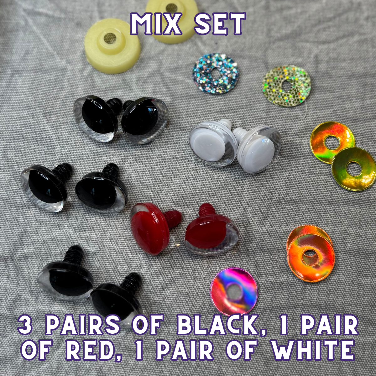 25 mm Kawaii Safety Eyes | 5 Mixed Color Pairs