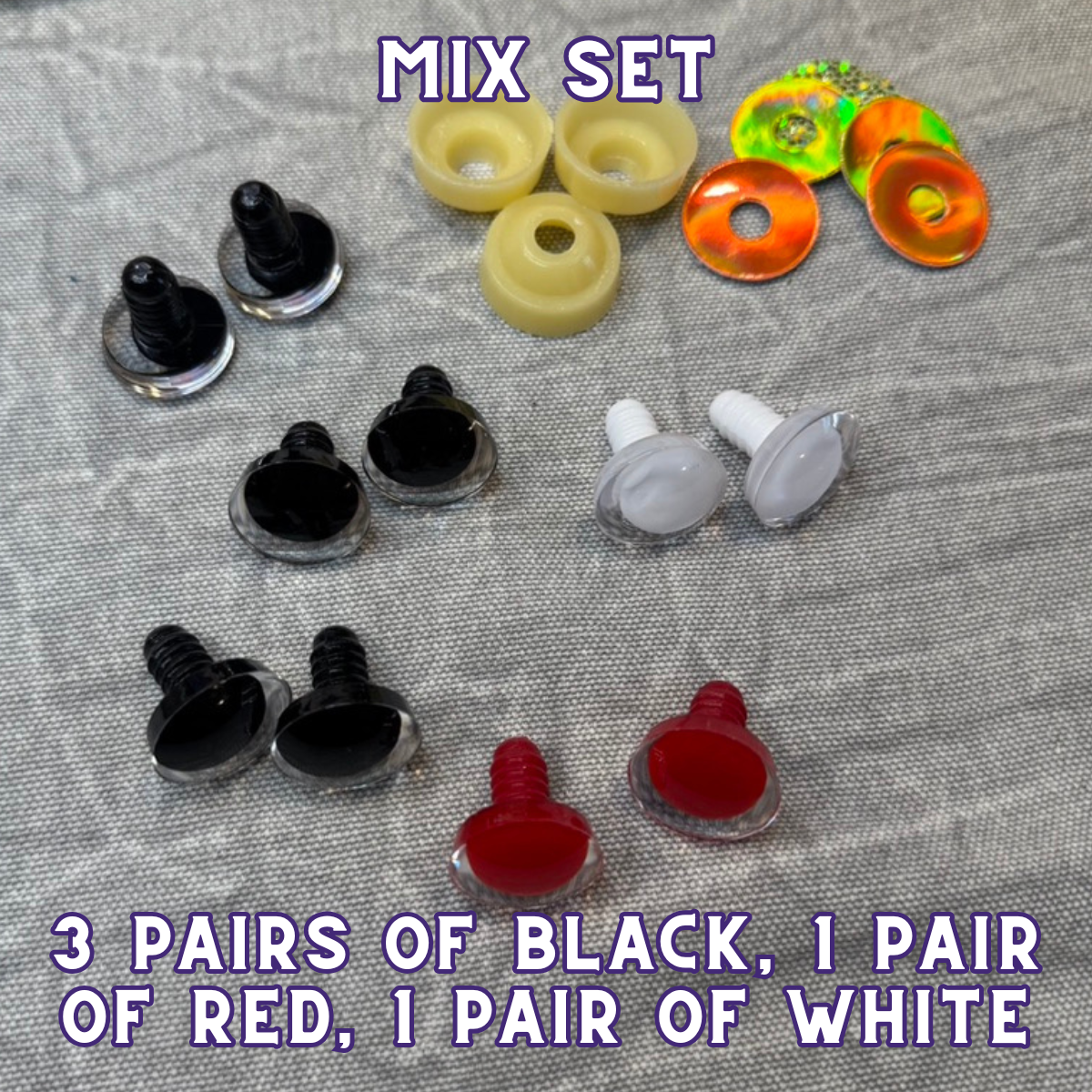 30 mm Kawaii Safety Eyes | 5 Mixed Color Pairs
