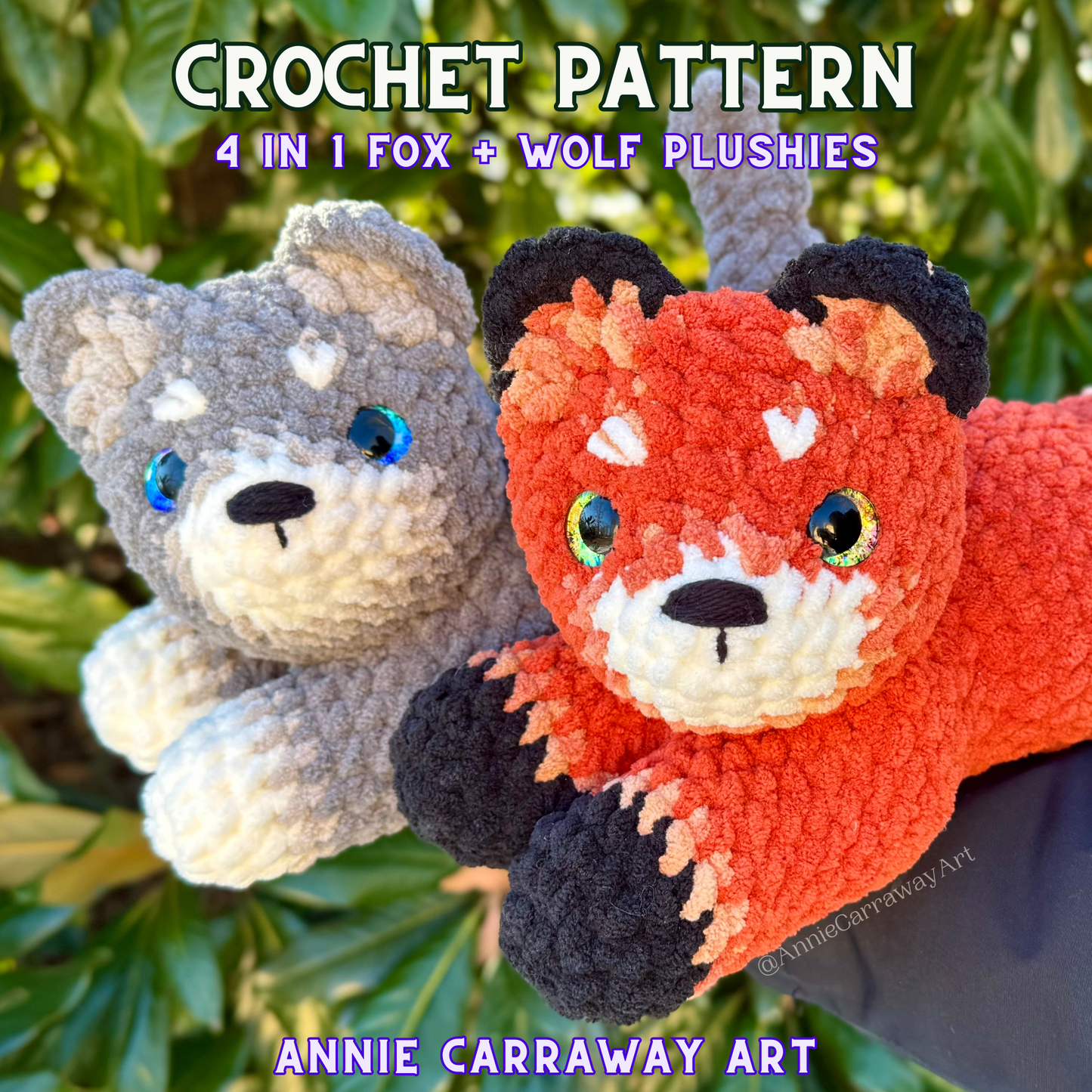 Fox + Wolf Plushie Crochet Pattern | Digital Download