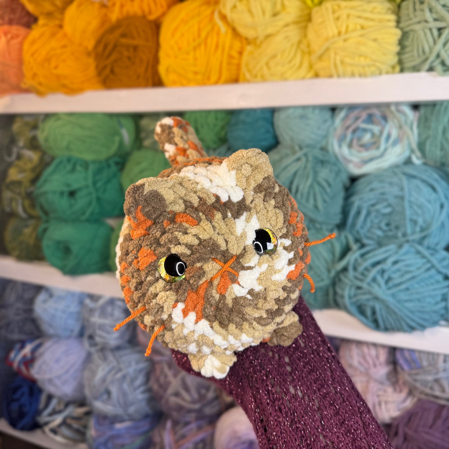Tortie Cat Crochet Plushie | Hand Painted Eyes