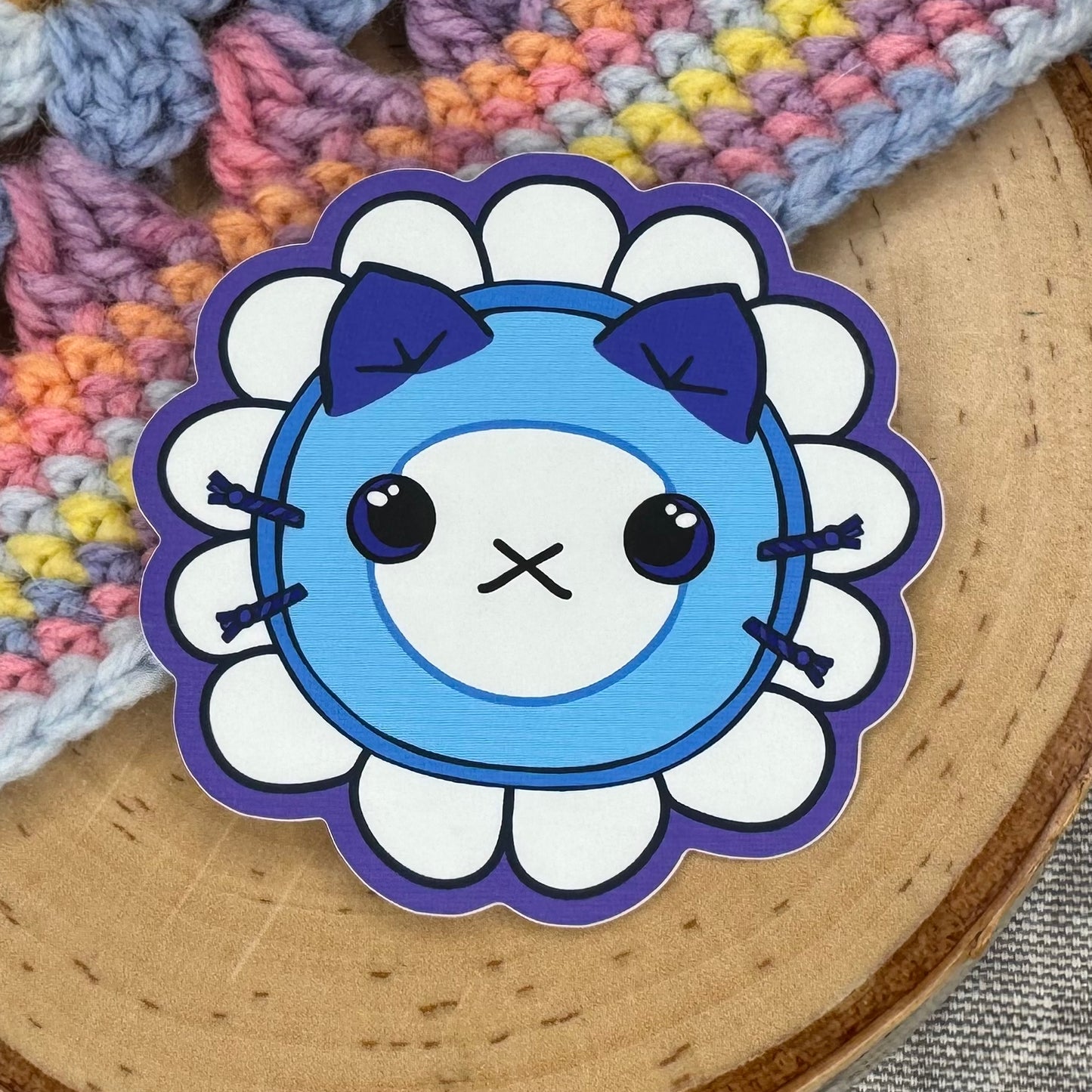 Indigo Daisy Cat Sticker