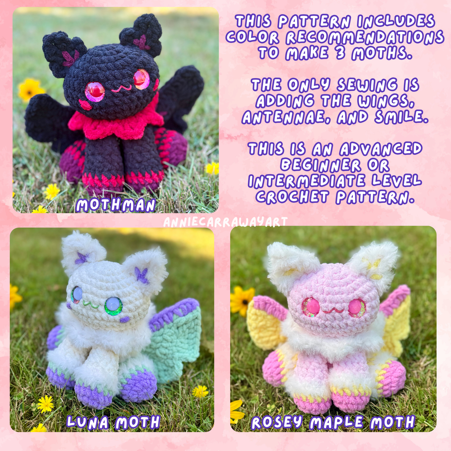 Friendly Moth & Mothman Plushie Pattern