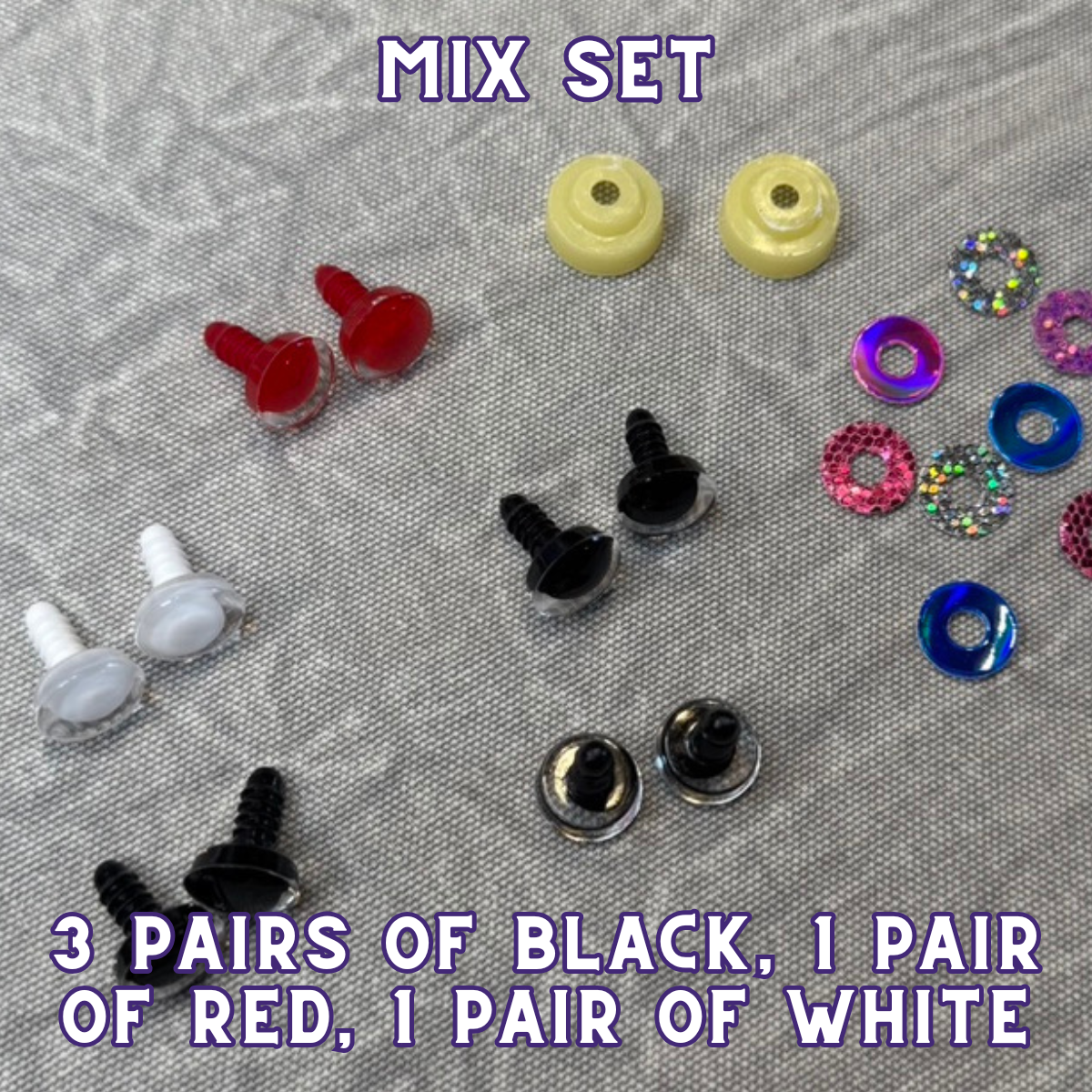 14 mm Kawaii Safety Eyes | 5 Mixed Color Pairs