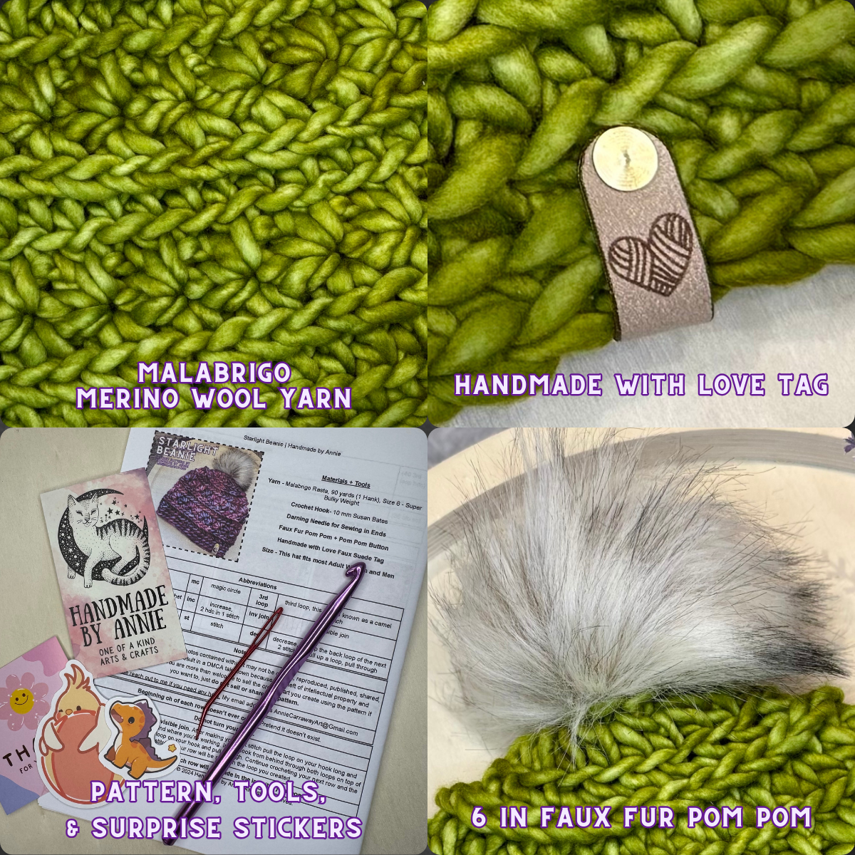 DIY Crochet Kit | Starlight Beanie | Hand Dyed Merino Wool | Lettuce
