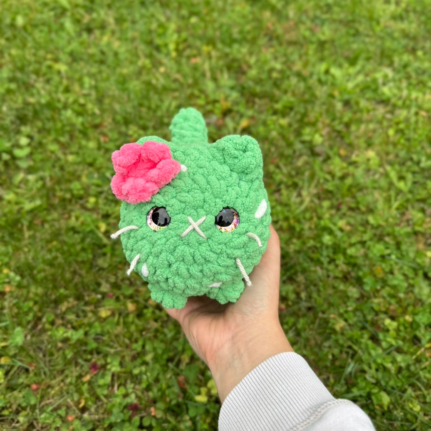 Cactus Kitten Crochet Plushie | Hand Painted Eyes
