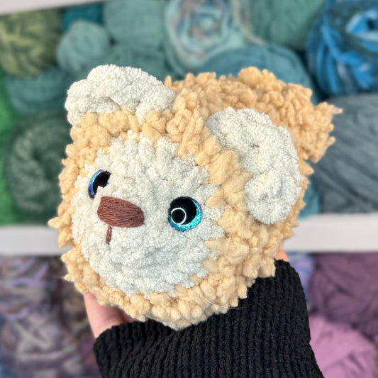 Mini Pomeranian Puppy Crochet Plushie | Hand Painted Eyes