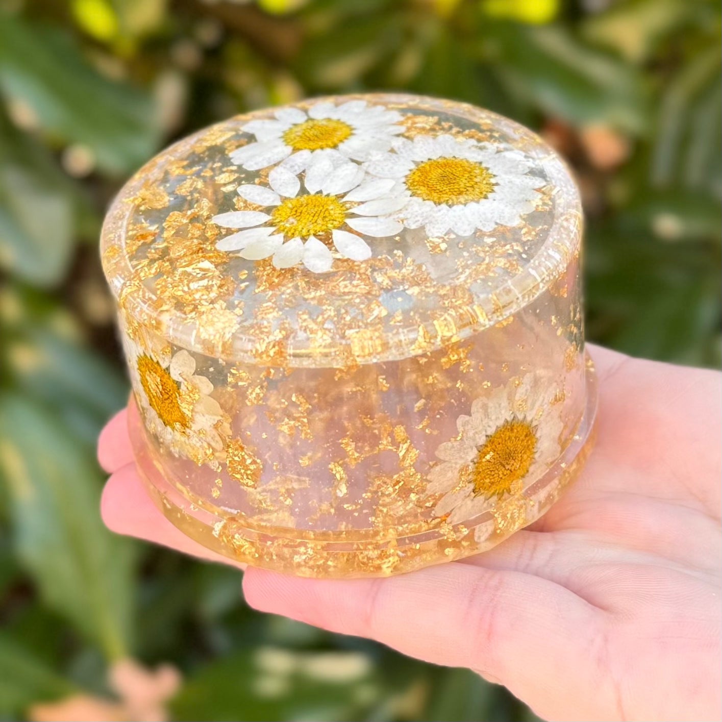 Golden Daisy Flower Trinket Box (extra flowers)