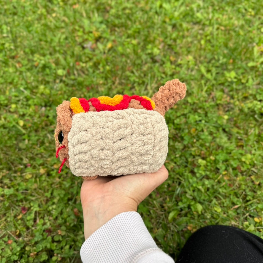 Hot Dog Crochet Plushie | Hand Painted Eyes