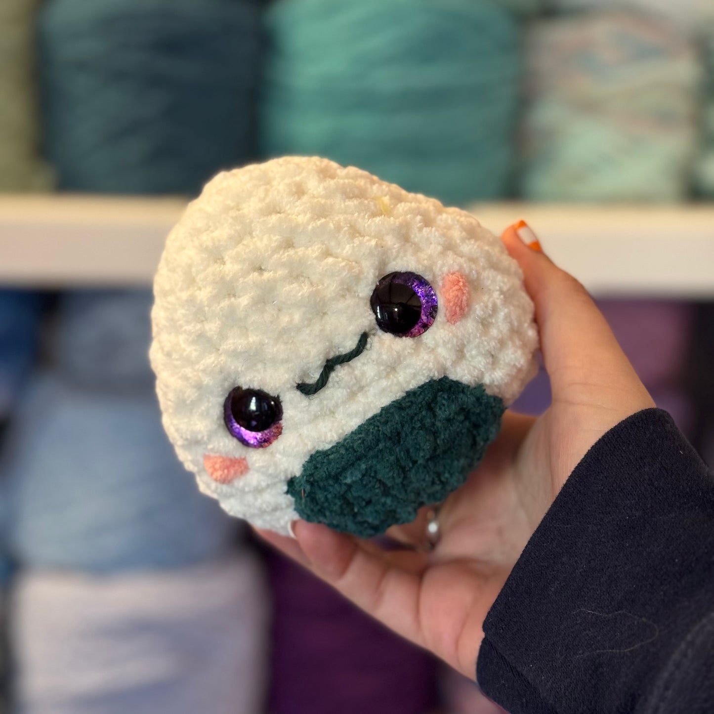 Rice Ball Crochet Plushie | Hand Painted Eyes