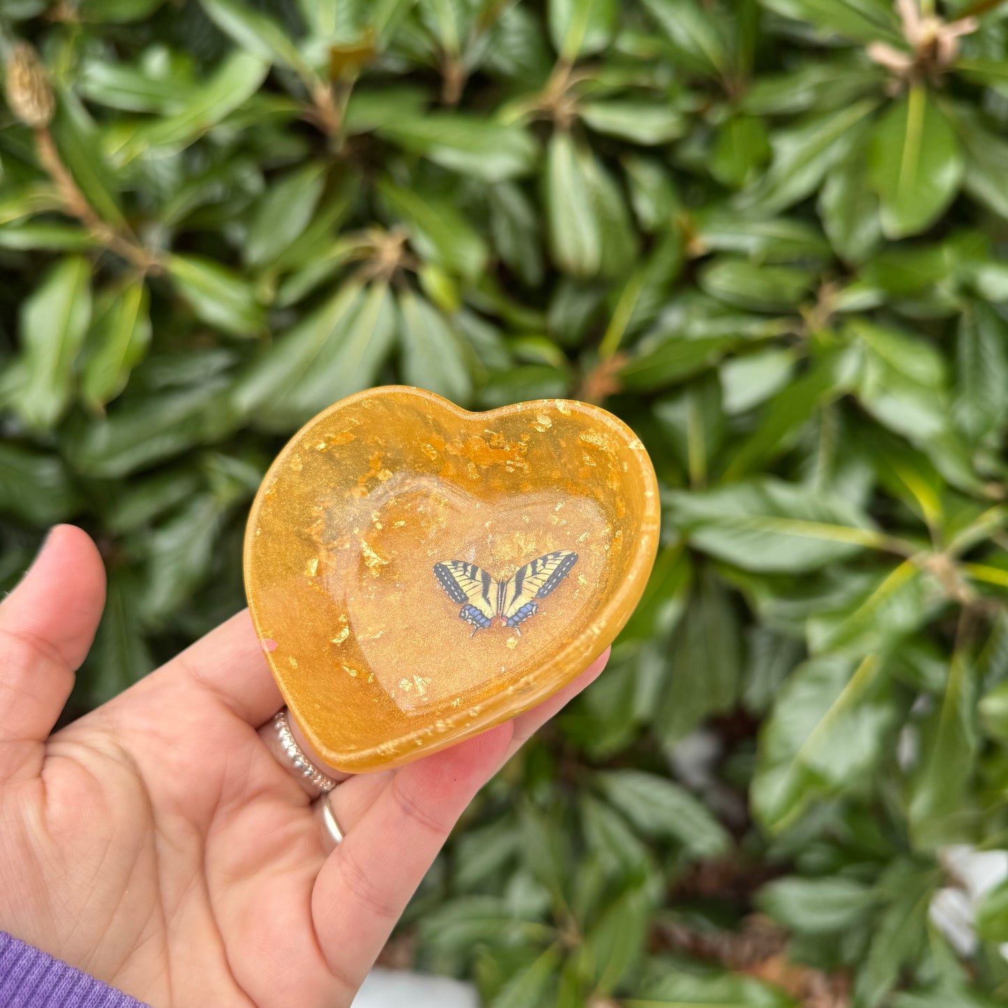 Gold Butterfly Heart Trinket Dish