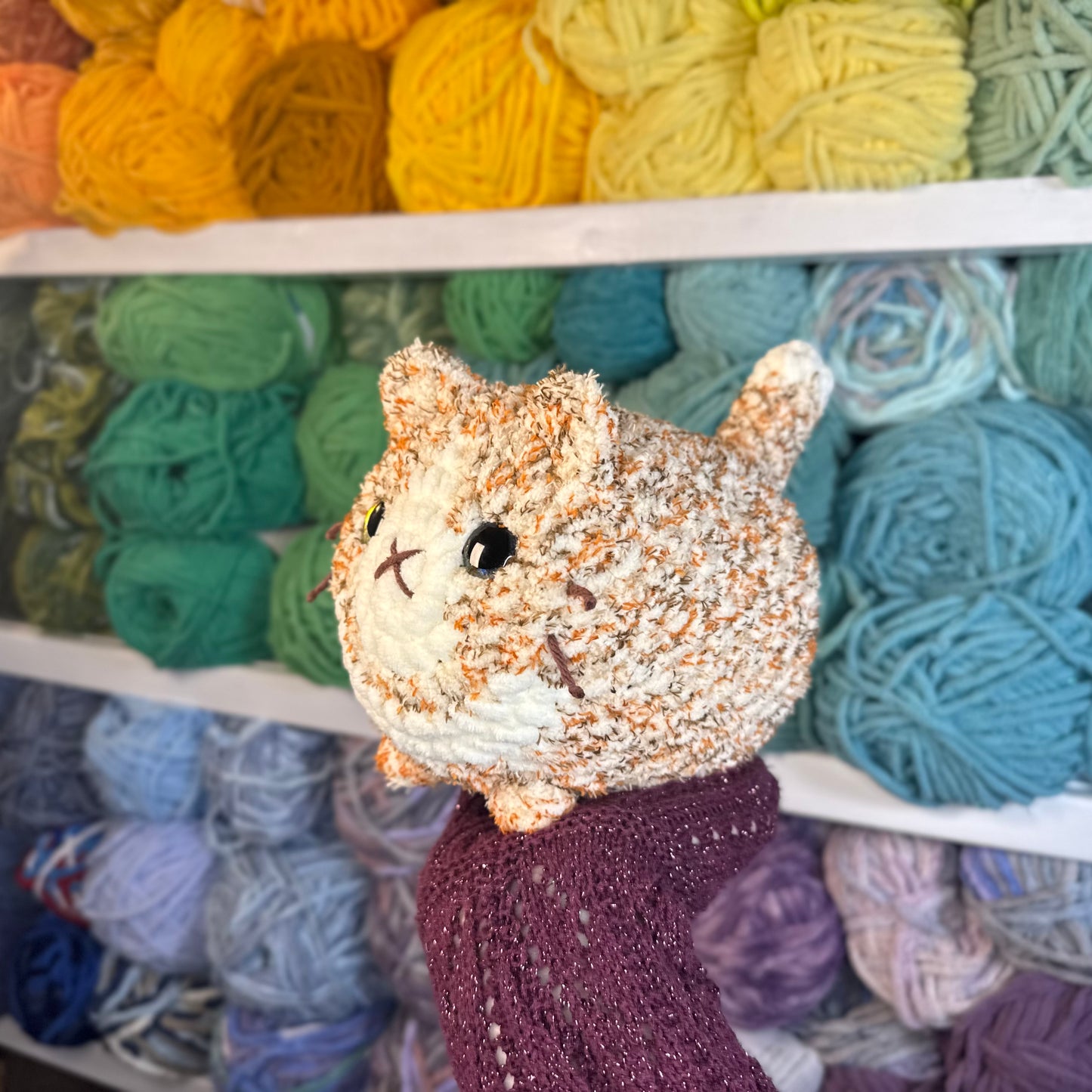 Harvest Tuxedo Cat Crochet Plushie | Hand Painted Eyes