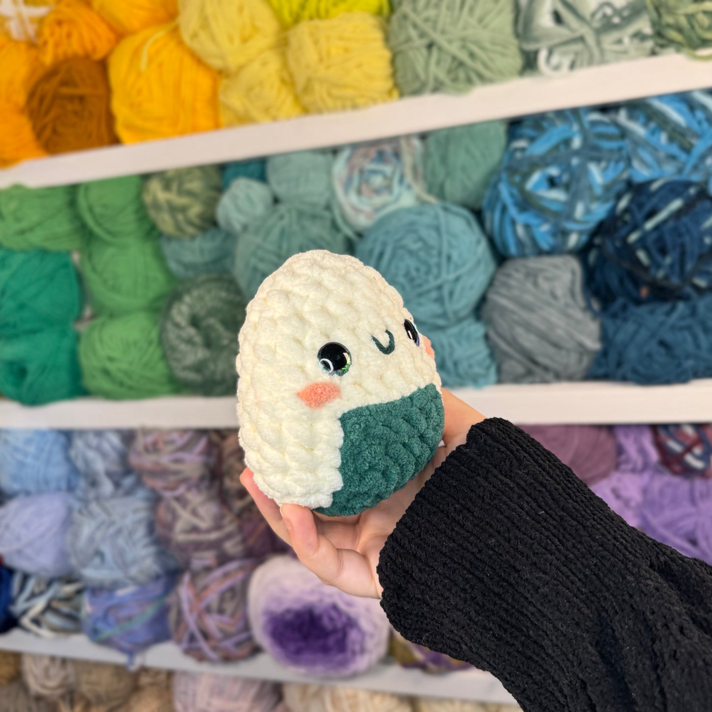 Rice Ball Crochet Plushie | Hand Painted Eyes