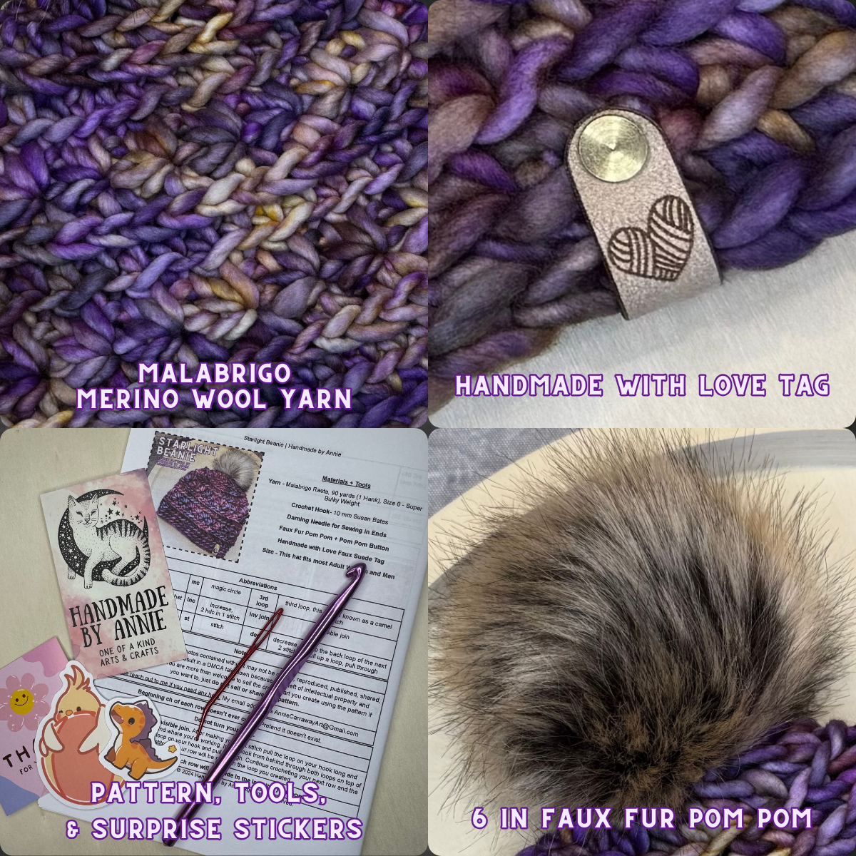 DIY Crochet Kit | Starlight Beanie | Hand Dyed Merino Wool | Amatista