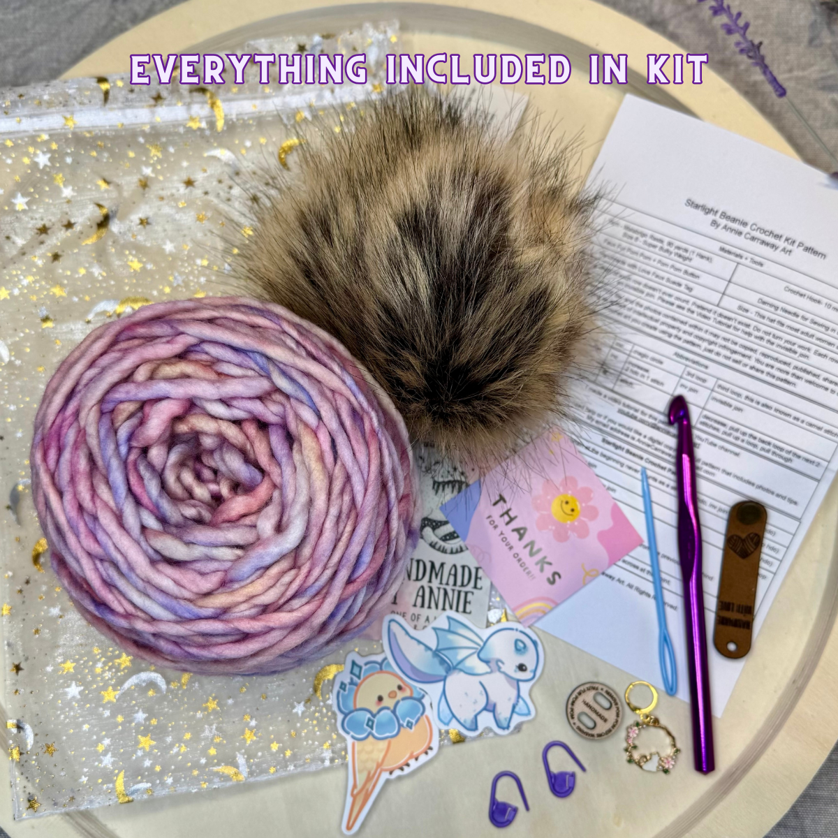 DIY Crochet Kit | Starlight Beanie | Hand Dyed Merino Wool | Archangel