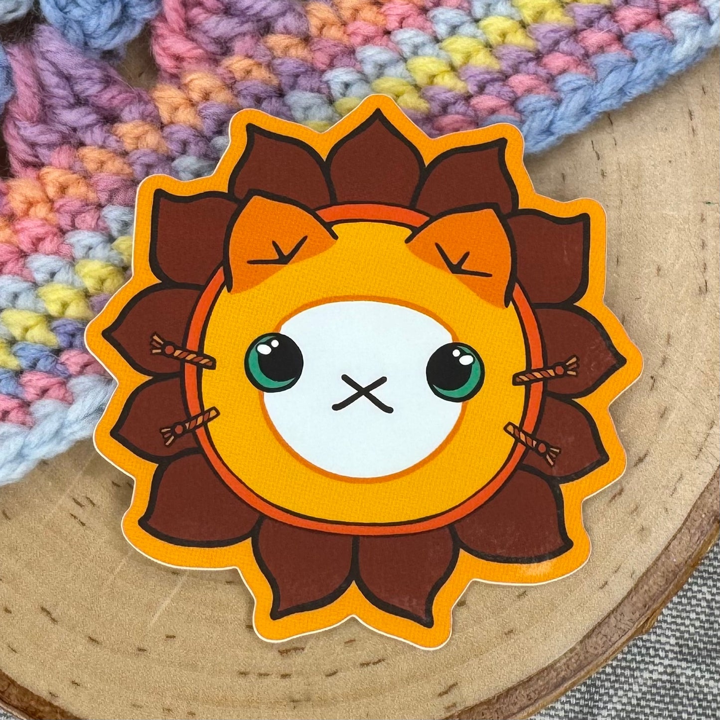 Harvest Sunflower Cat Sticker