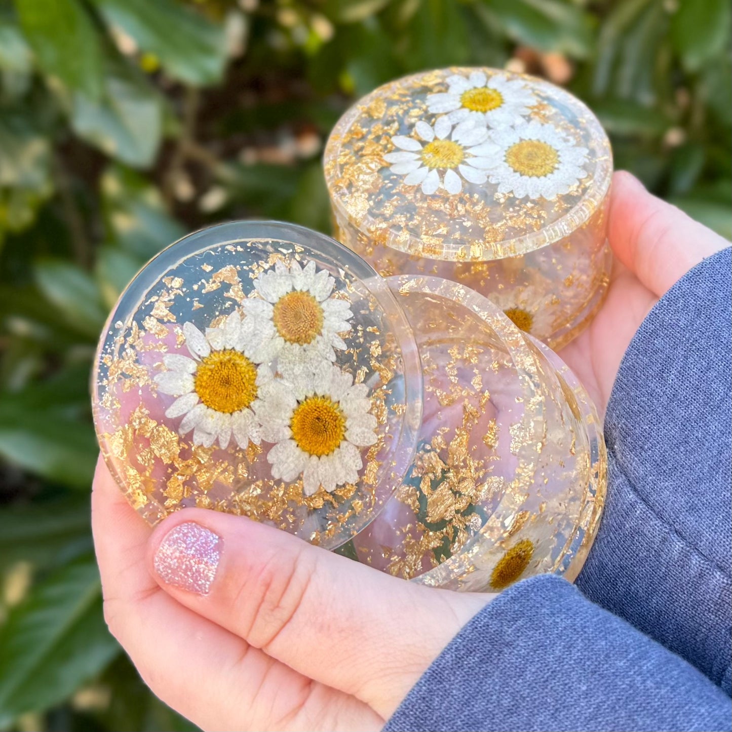 Golden Daisy Flower Trinket Box (extra flowers)