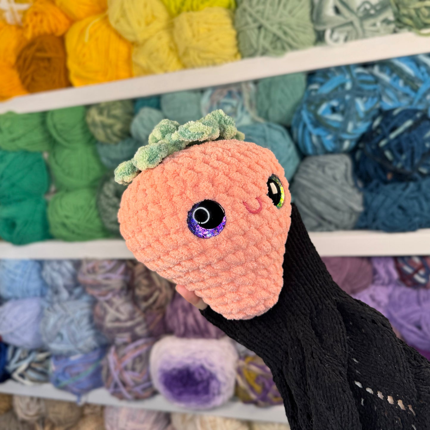 Strawberry Crochet Plushie | Hand Painted Eyes