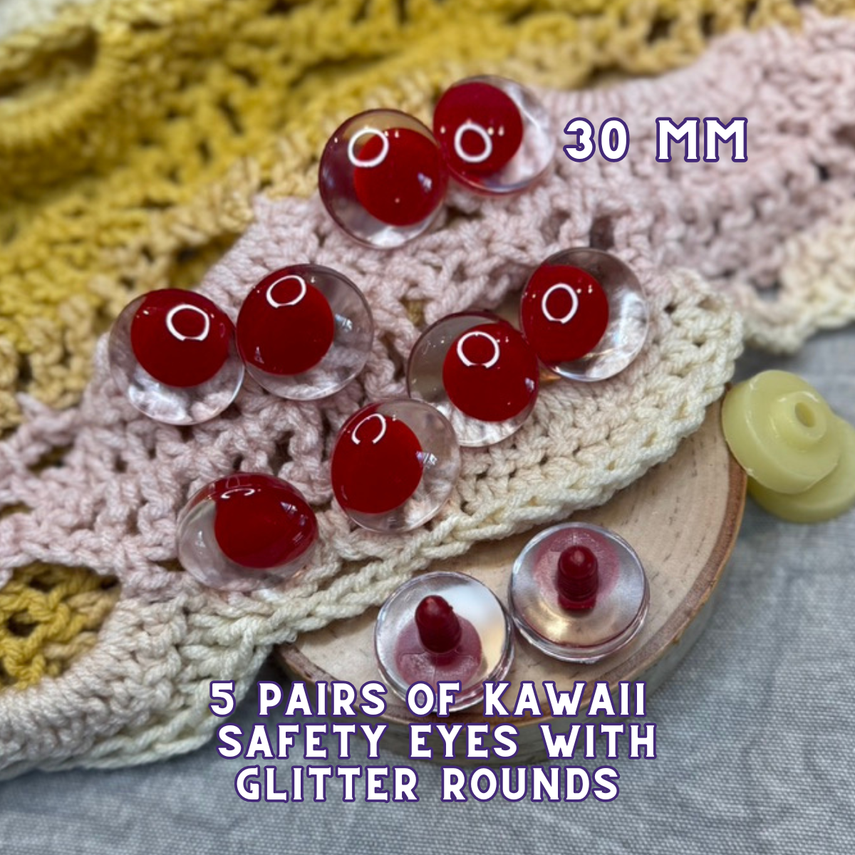 30 mm Kawaii Safety Eyes | 5 Red Pairs