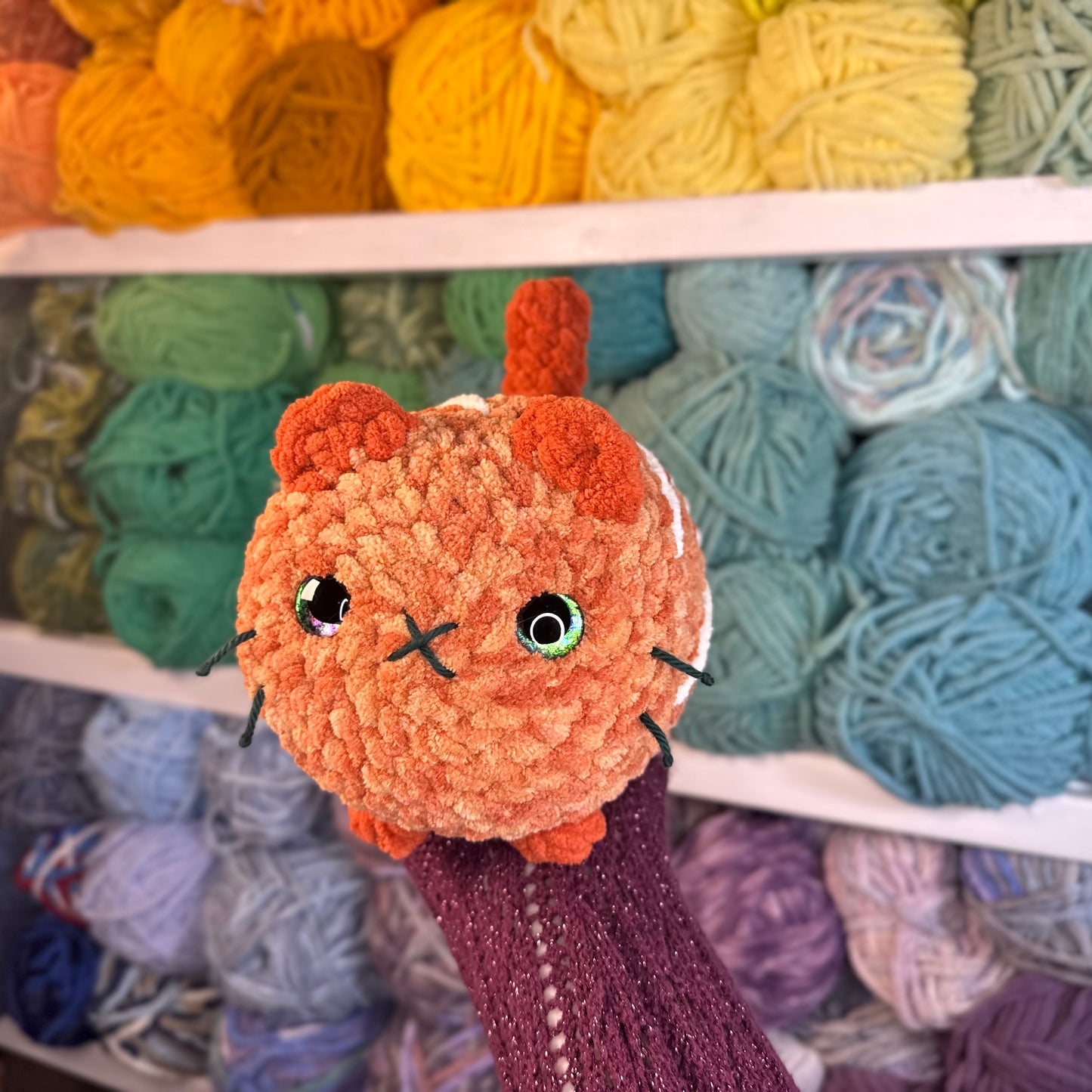 Orange Juice Cat Crochet Plushie | Hand Painted Eye