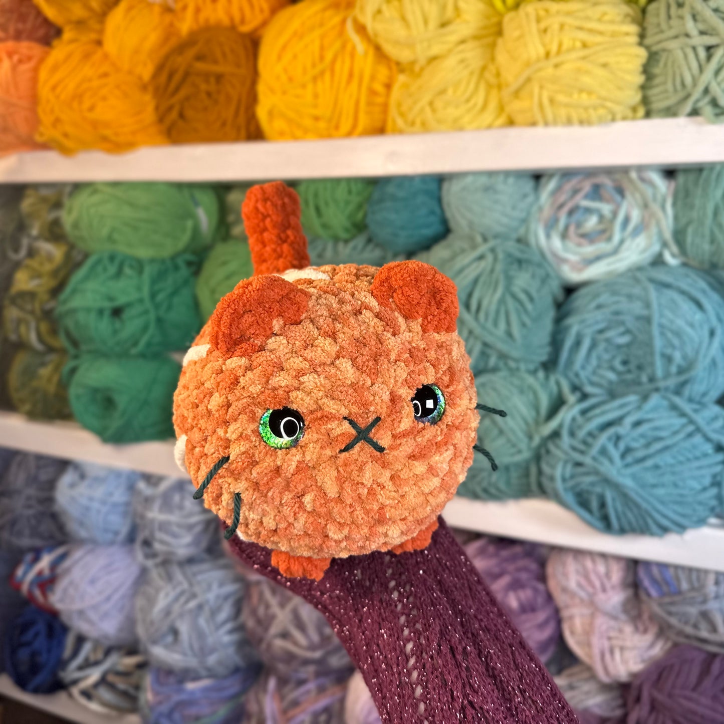 Orange Juice Cat Crochet Plushie | Hand Painted Eye