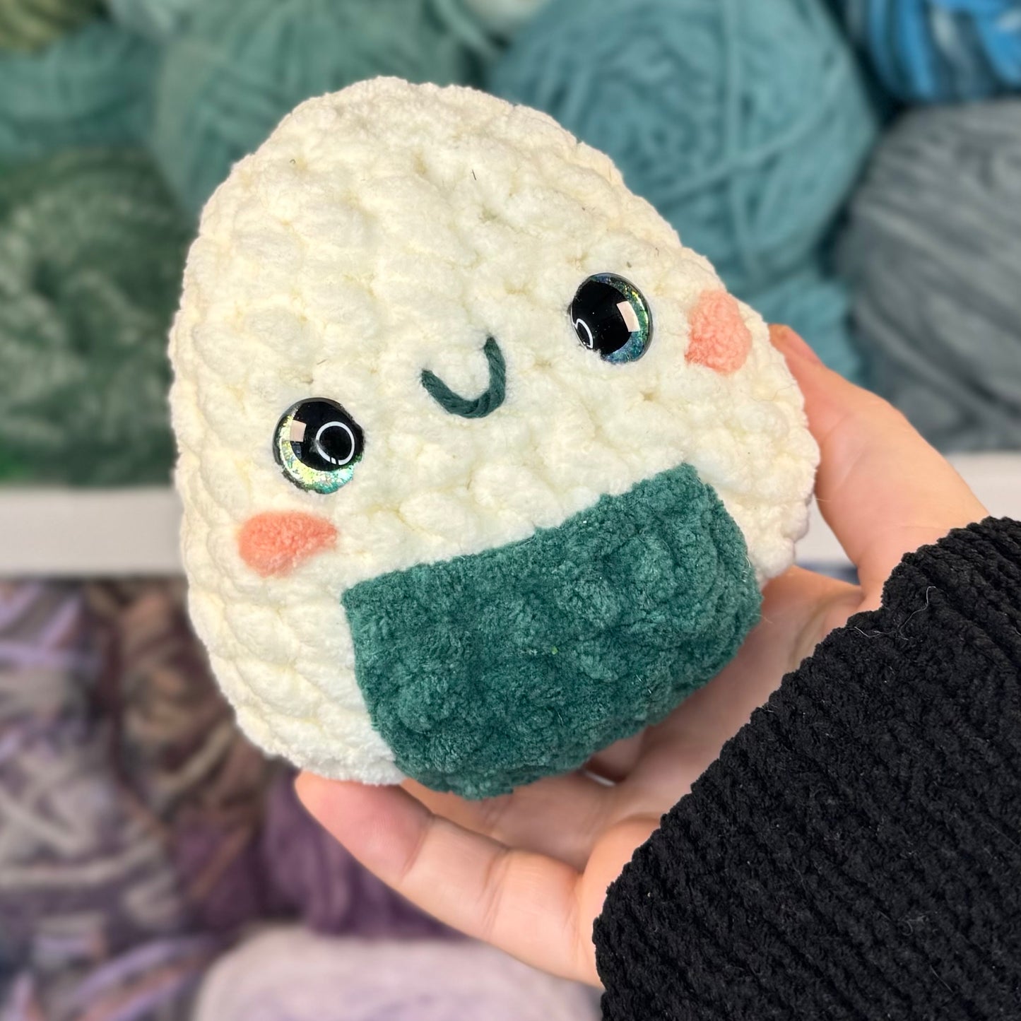 Rice Ball Crochet Plushie | Hand Painted Eyes