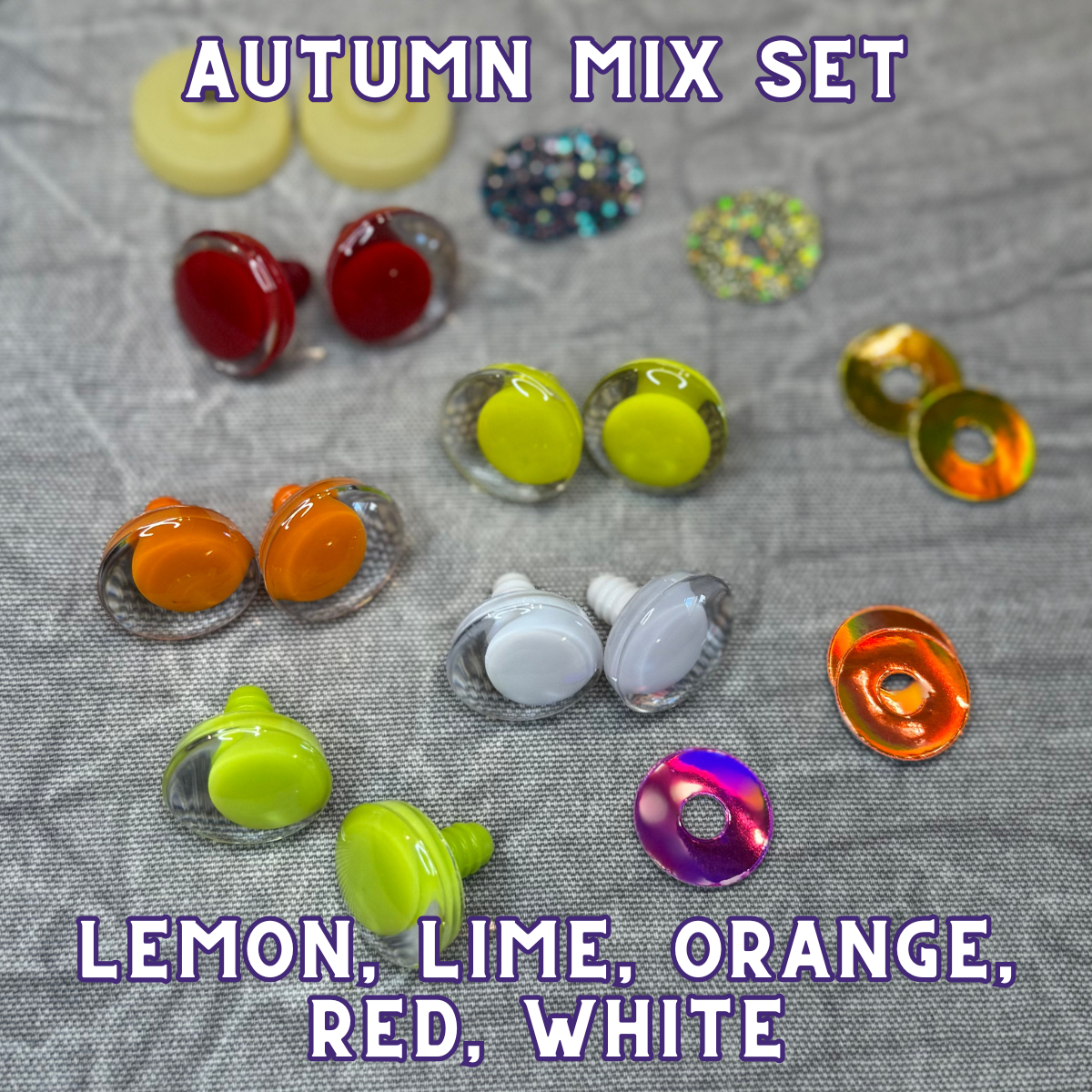 25 mm Kawaii Safety Eyes | 5 Mixed Color Pairs | Autumn Set