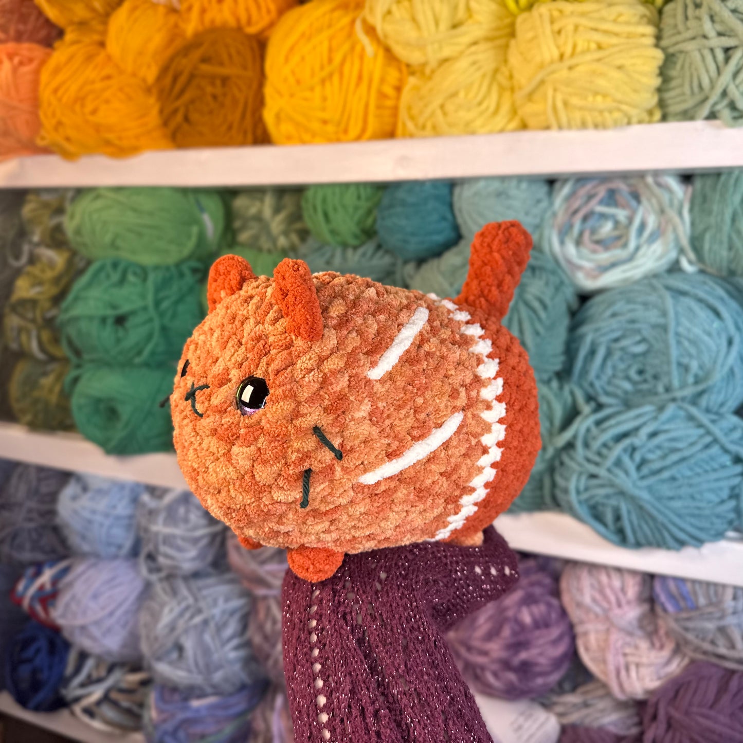 Orange Juice Cat Crochet Plushie | Hand Painted Eye