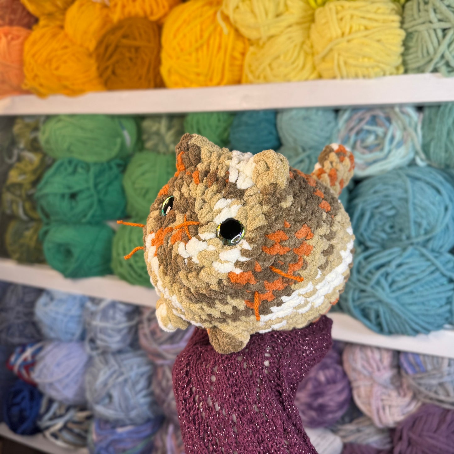 Tortie Cat Crochet Plushie | Hand Painted Eyes