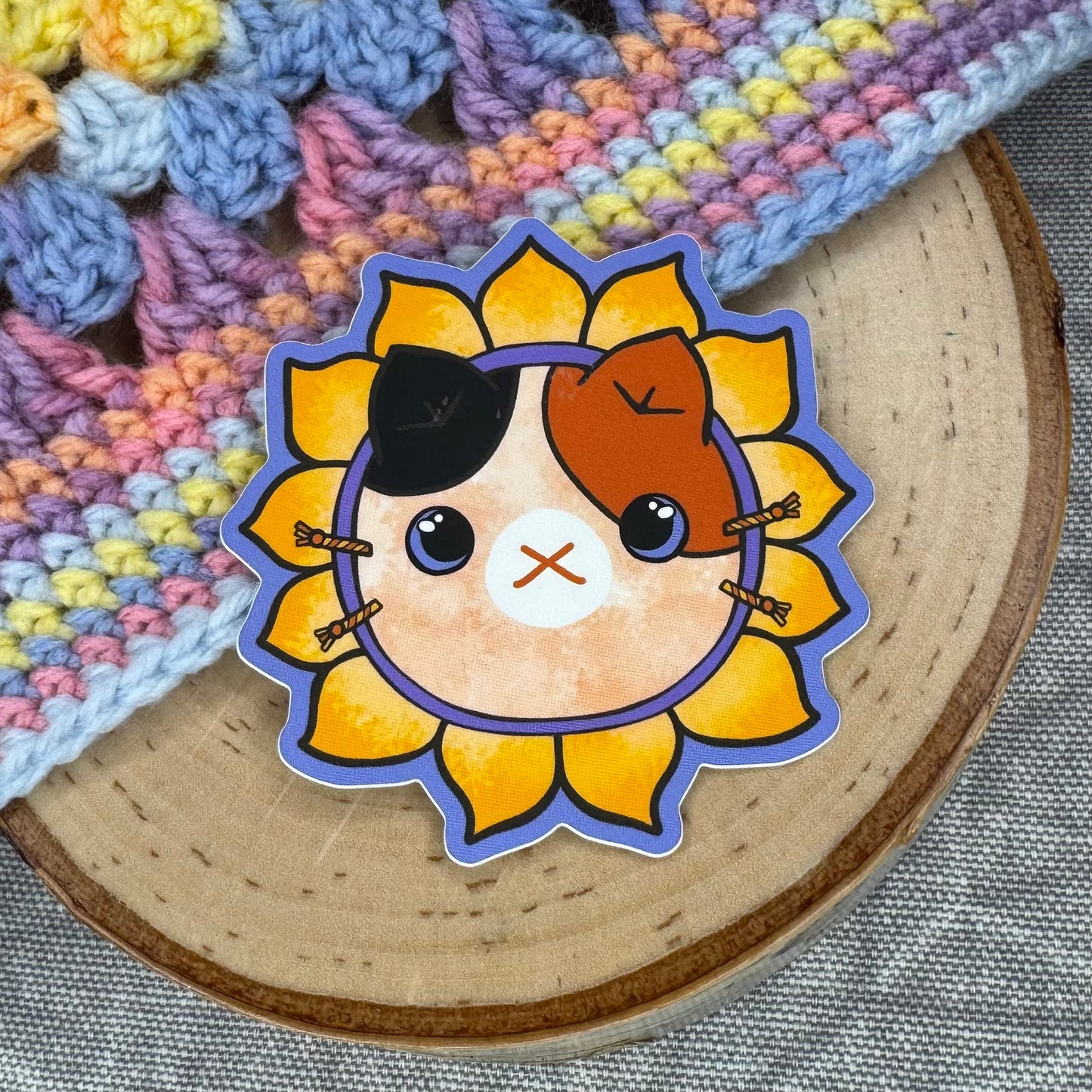 Calico Sunflower Cat Sticker
