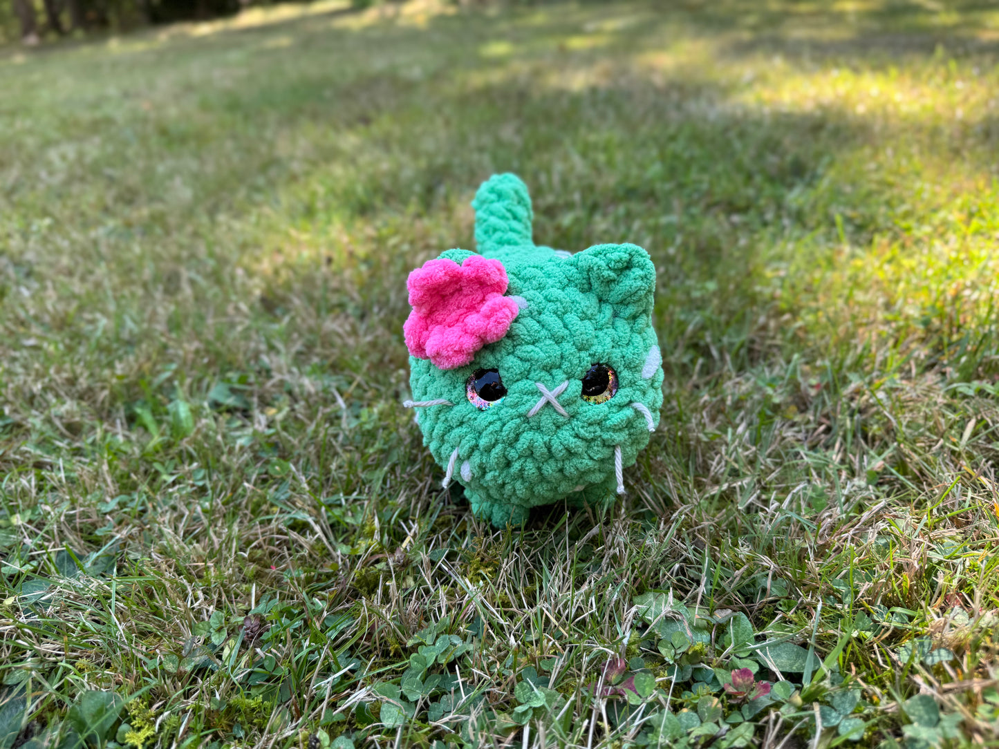 Cactus Kitten Crochet Plushie | Hand Painted Eyes