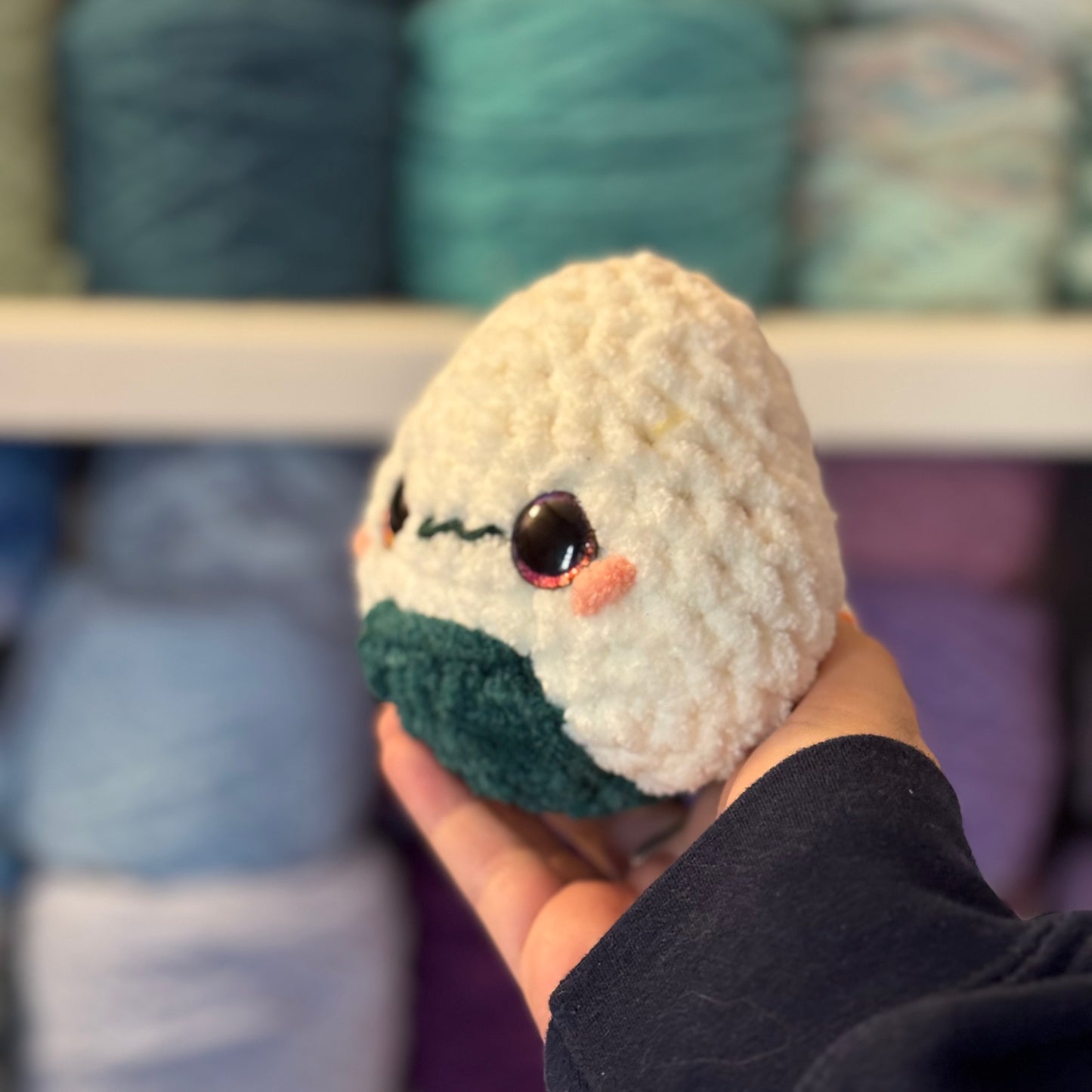 Rice Ball Crochet Plushie | Hand Painted Eyes