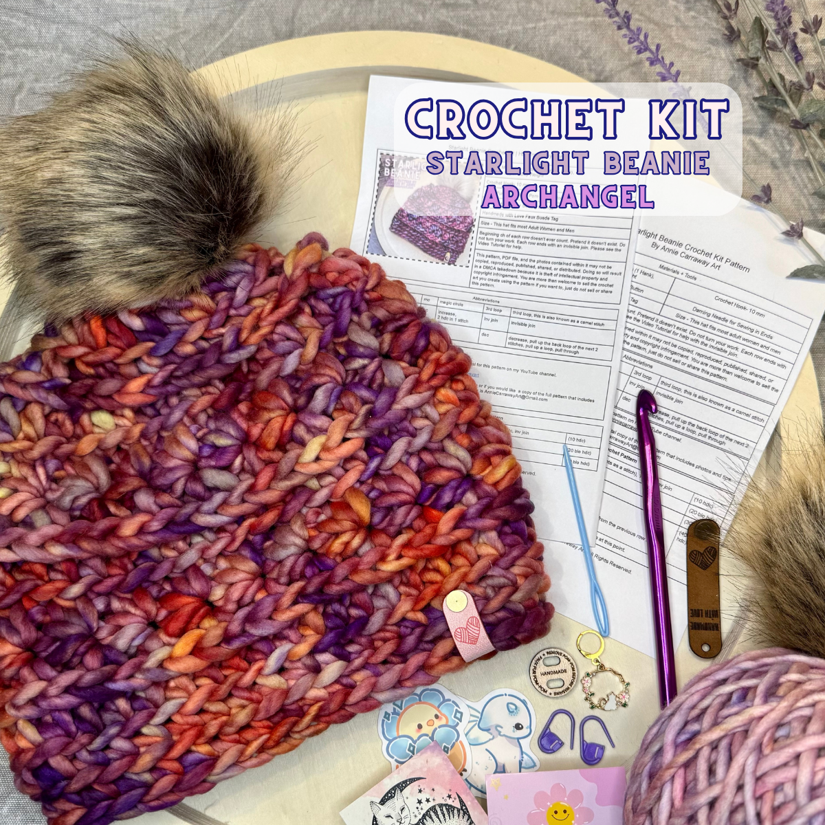 DIY Crochet Kit | Starlight Beanie | Hand Dyed Merino Wool | Archangel