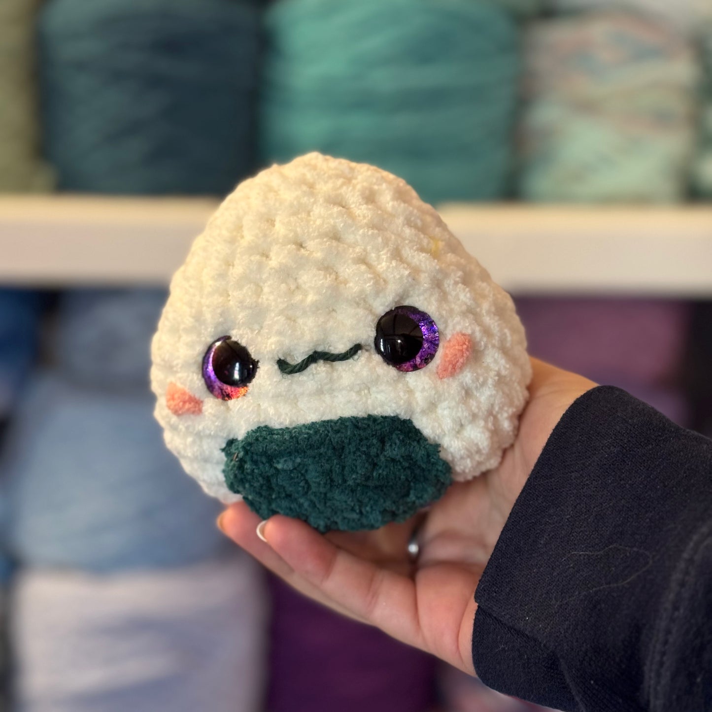 Rice Ball Crochet Plushie | Hand Painted Eyes