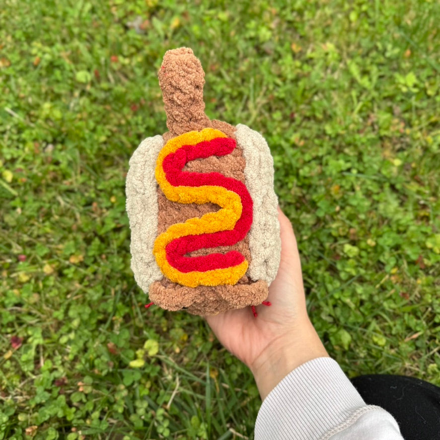 Hot Dog Crochet Plushie | Hand Painted Eyes