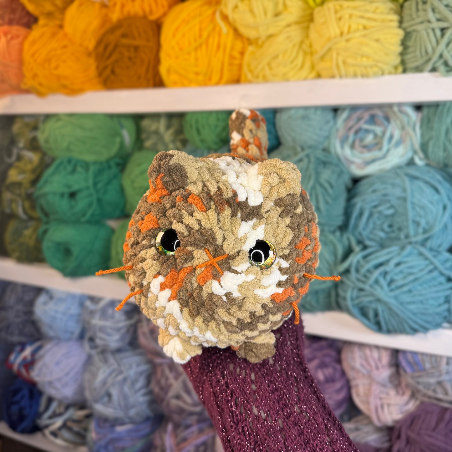 Tortie Cat Crochet Plushie | Hand Painted Eyes