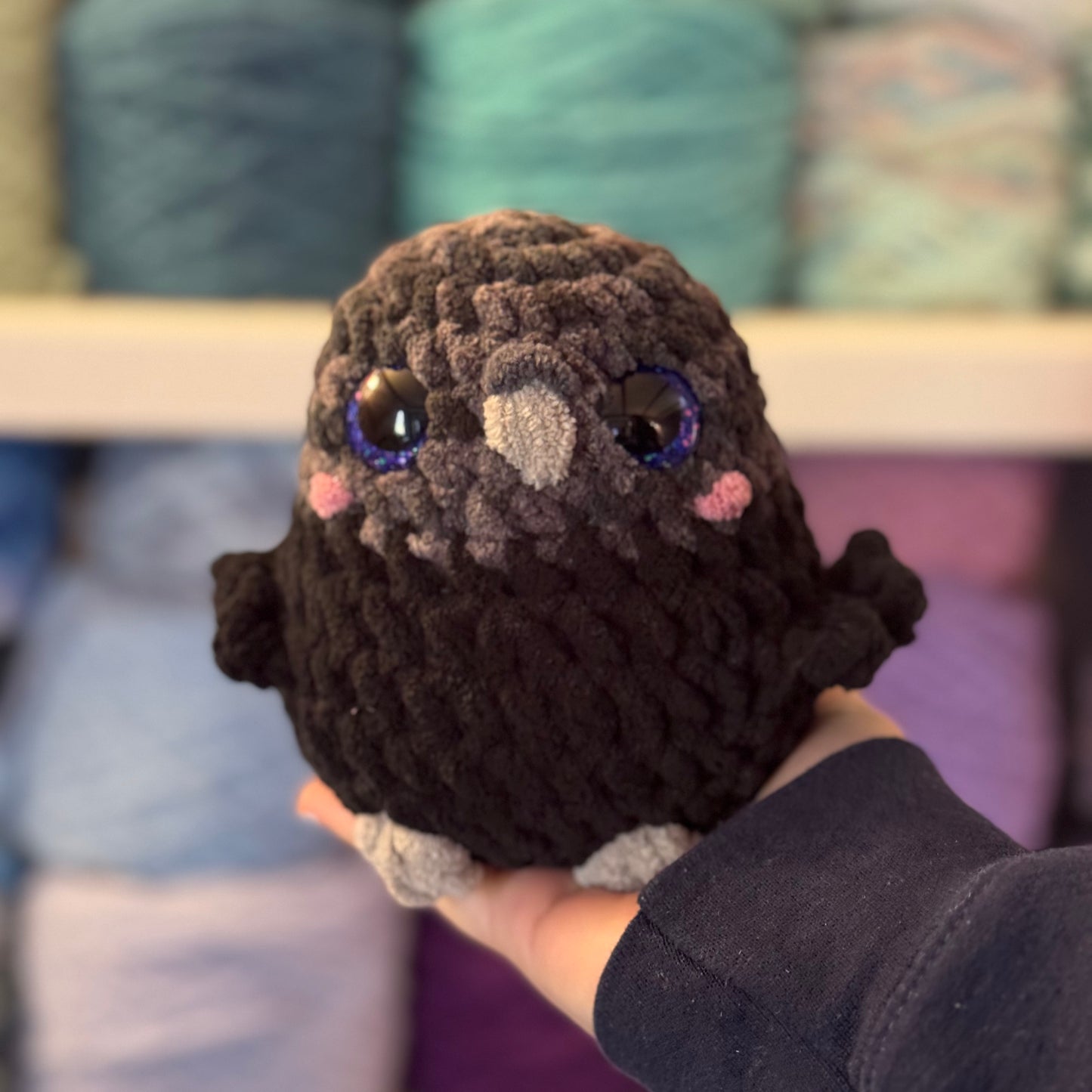 Raven Crochet Plushie | Hand Painted Eyes