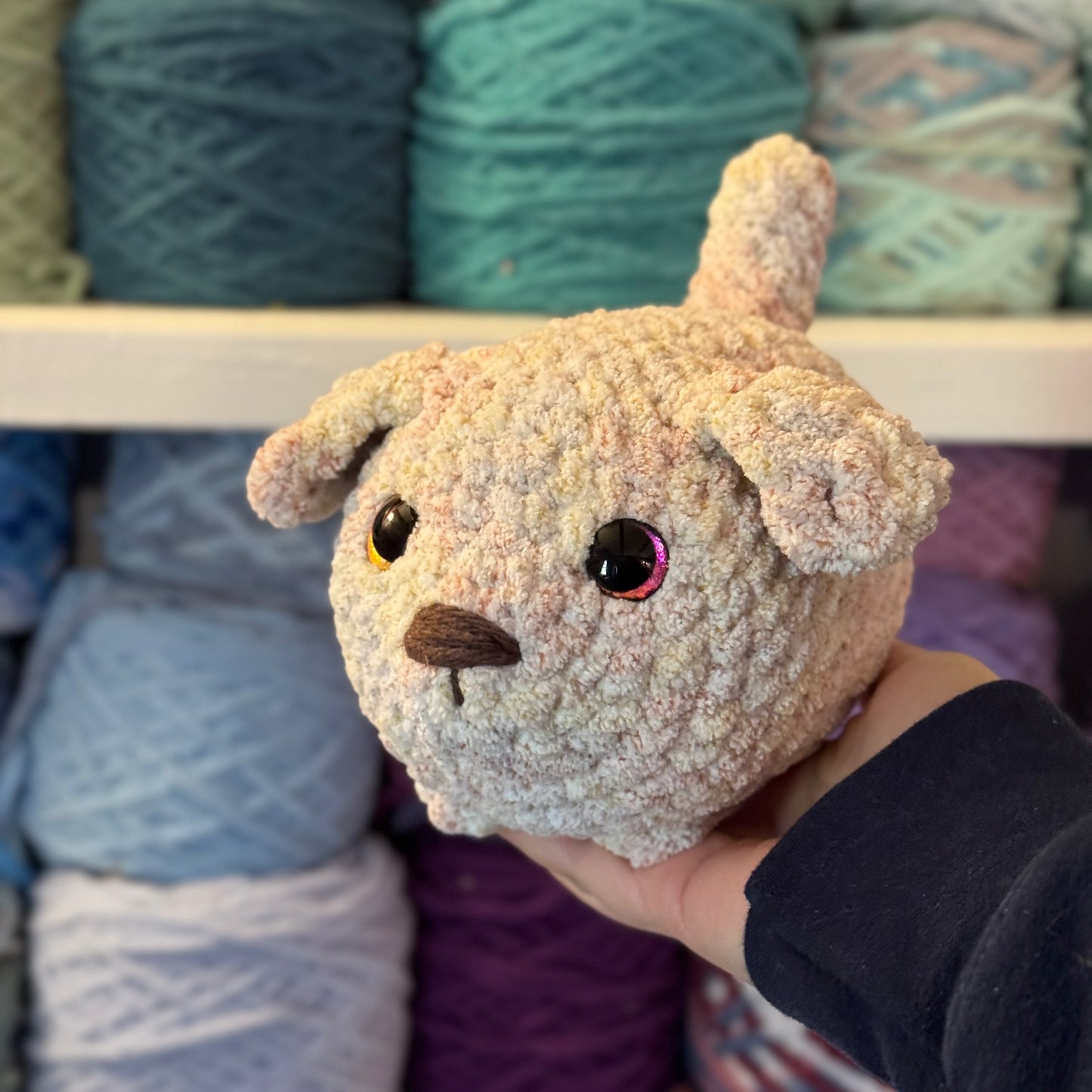 Retriever Puppy Crochet Plushie | Hand Painted Eyes