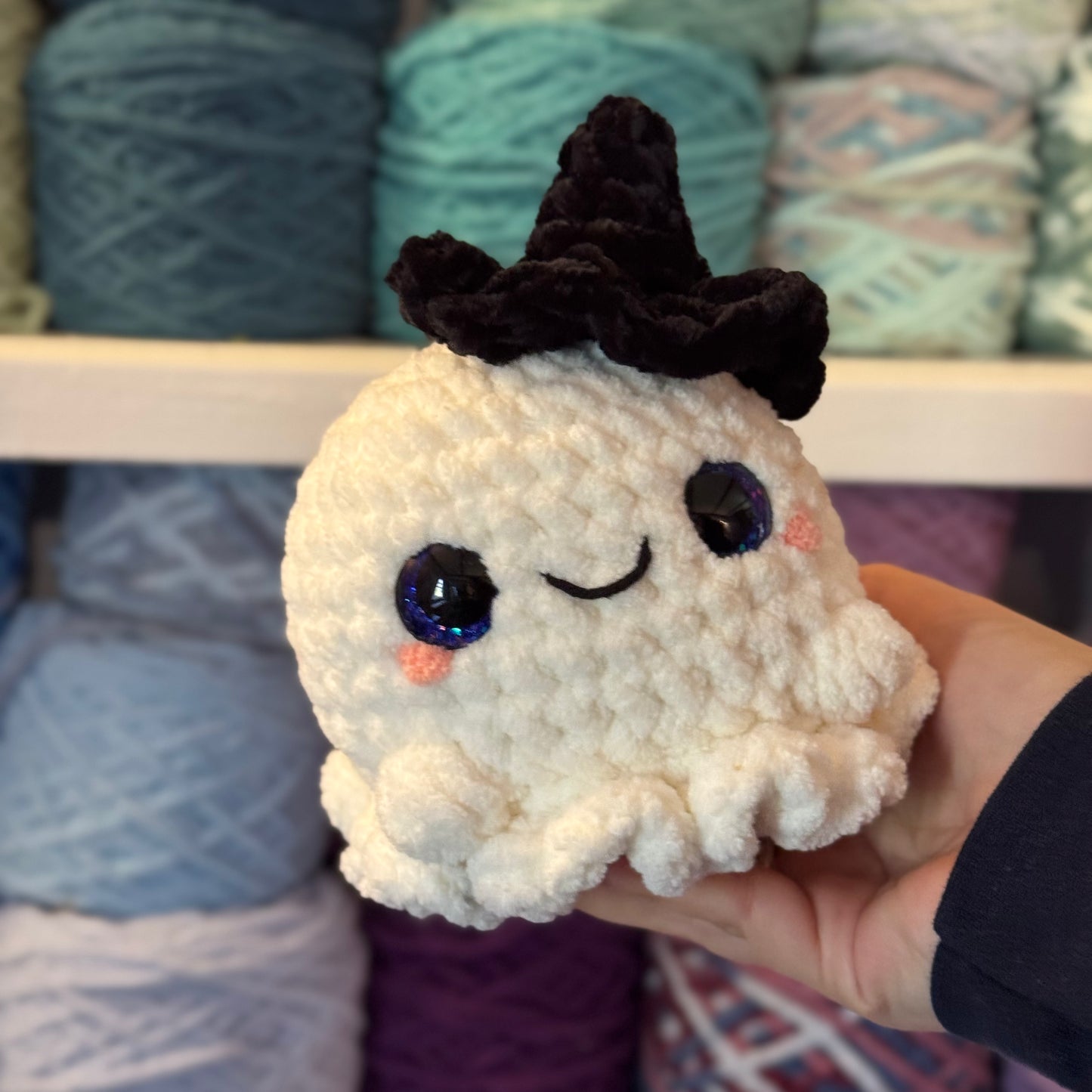 Witchy Ghost Crochet Plushie | Hand Painted Eyes