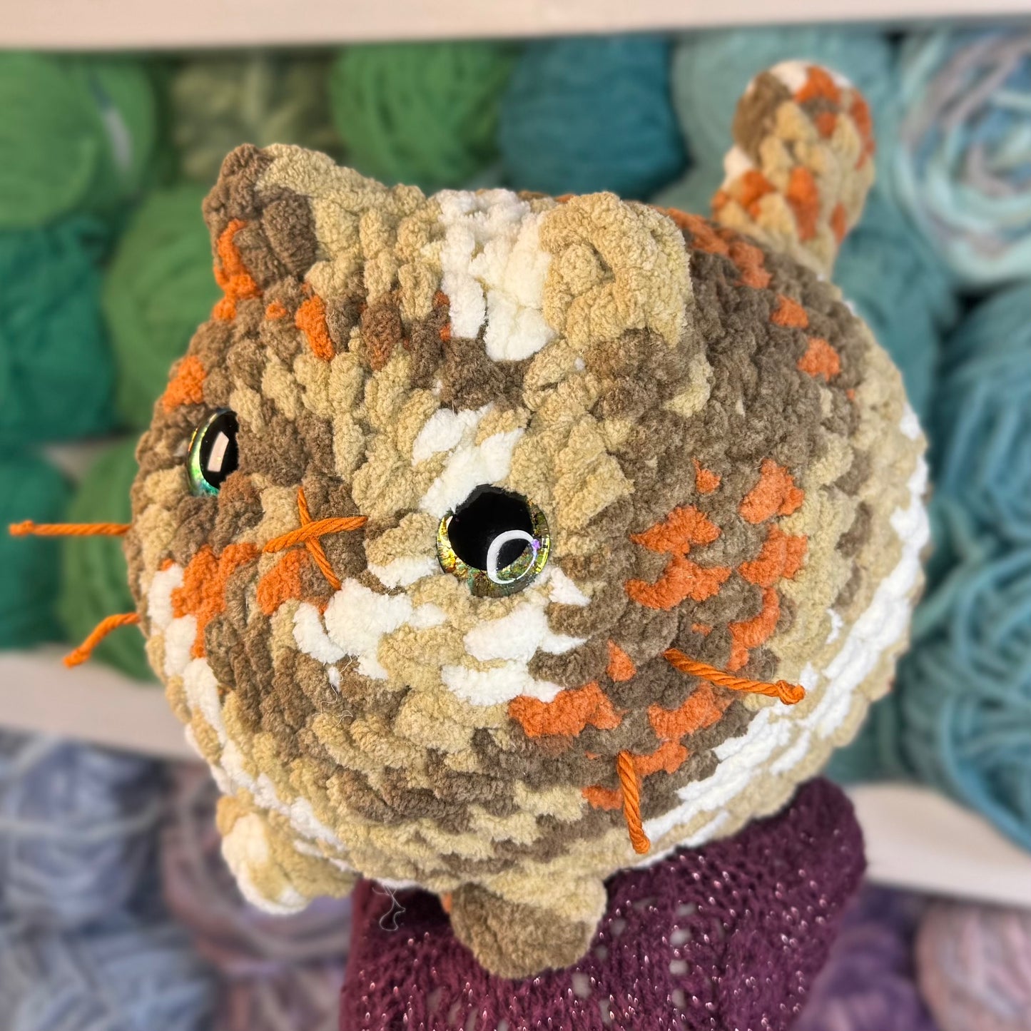 Tortie Cat Crochet Plushie | Hand Painted Eyes