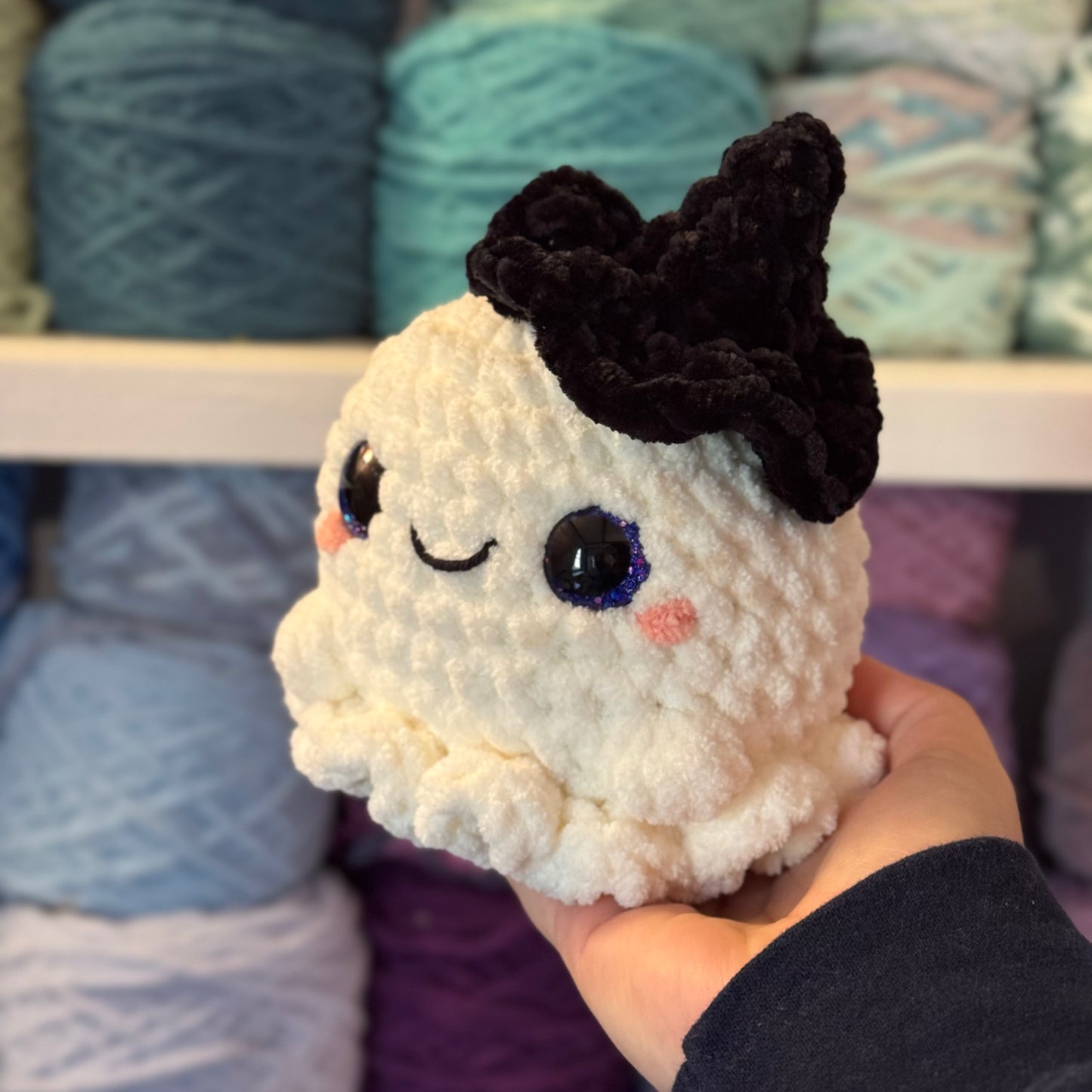 Witchy Ghost Crochet Plushie | Hand Painted Eyes