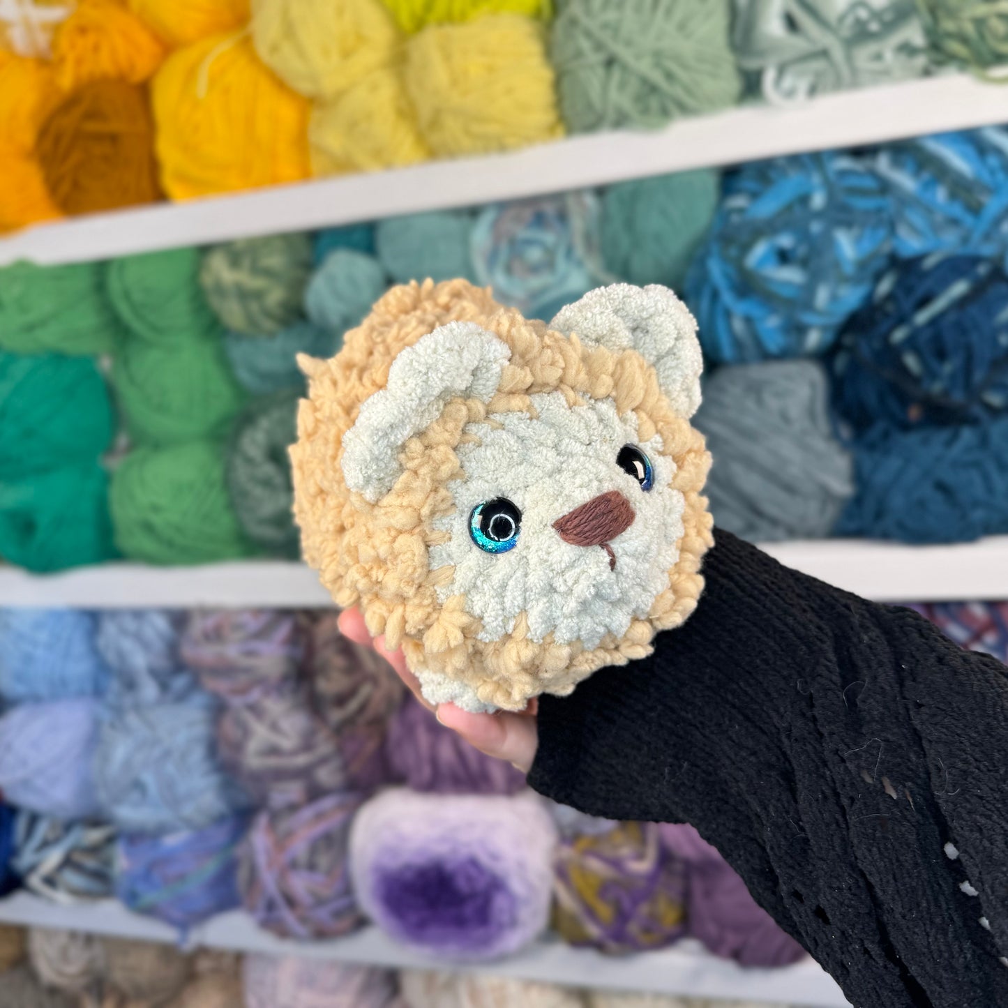 Mini Pomeranian Puppy Crochet Plushie | Hand Painted Eyes