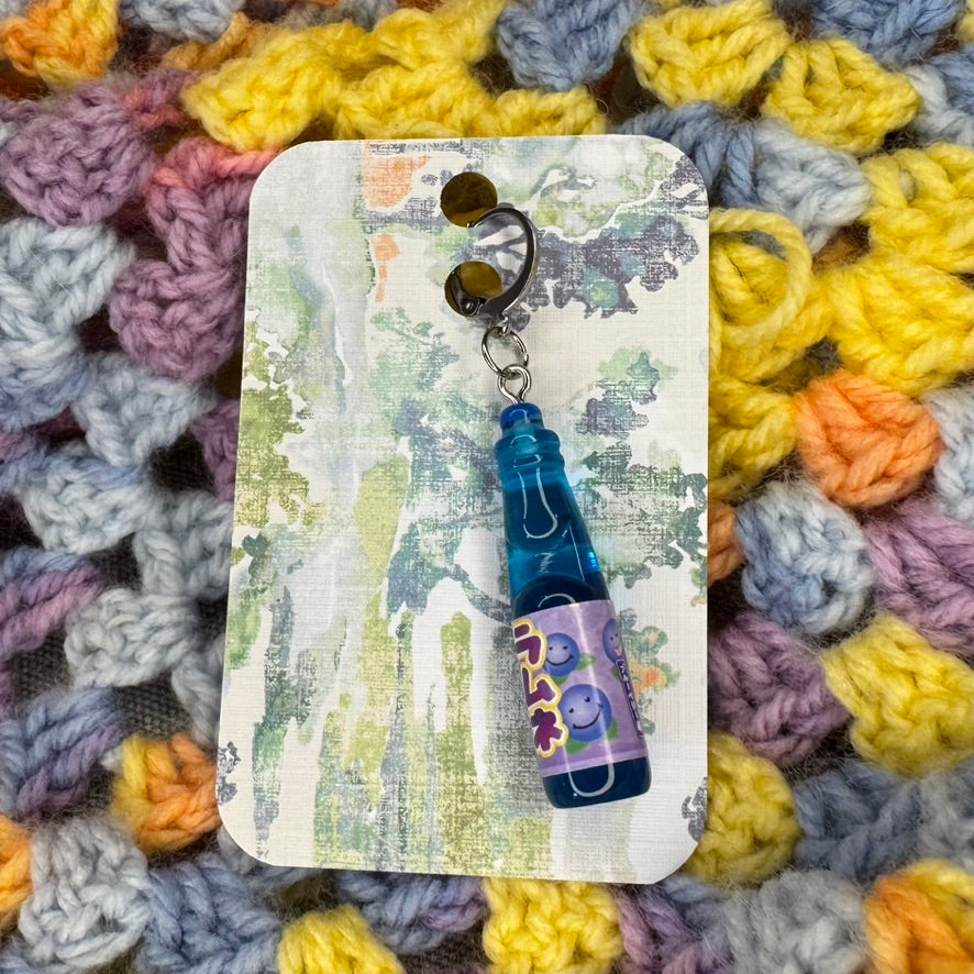 Blue Japanese Soda Stitch Marker | 1 pack