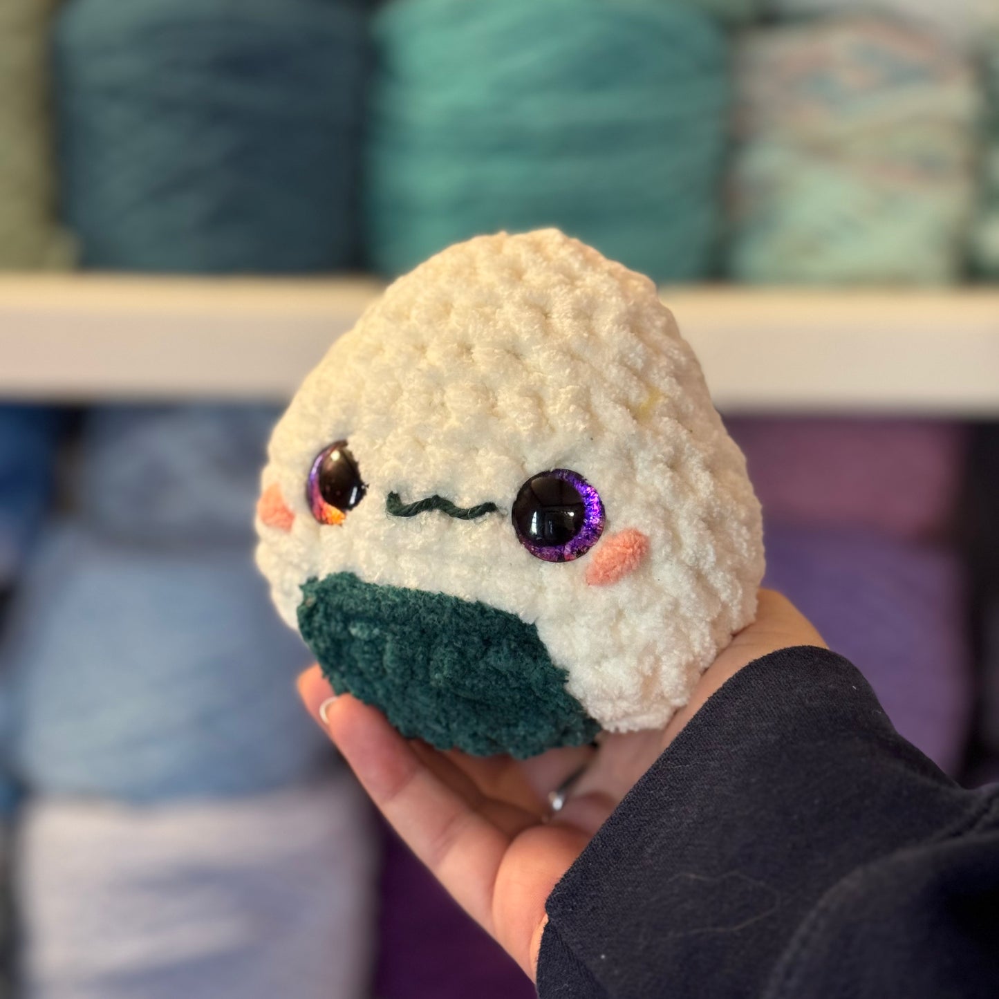 Rice Ball Crochet Plushie | Hand Painted Eyes