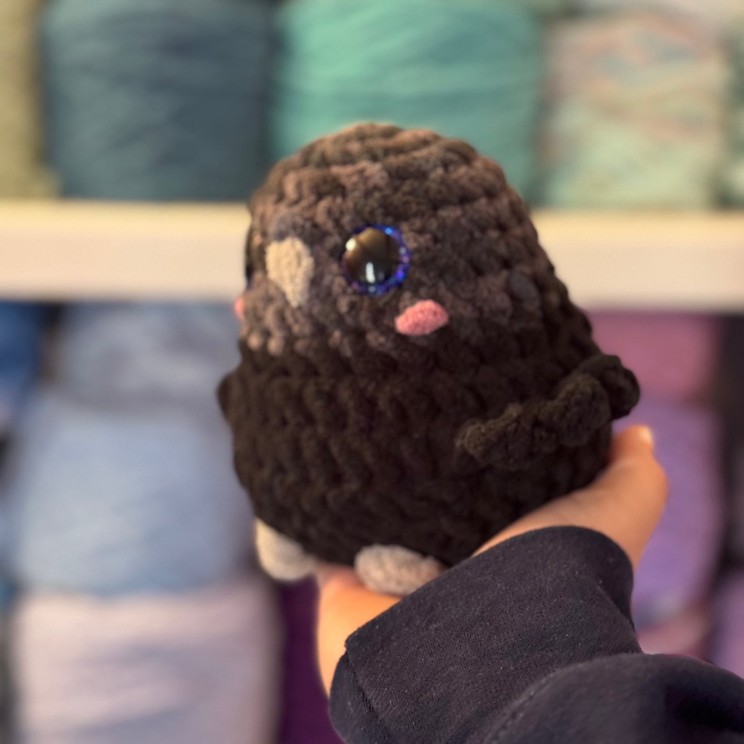 Raven Crochet Plushie | Hand Painted Eyes