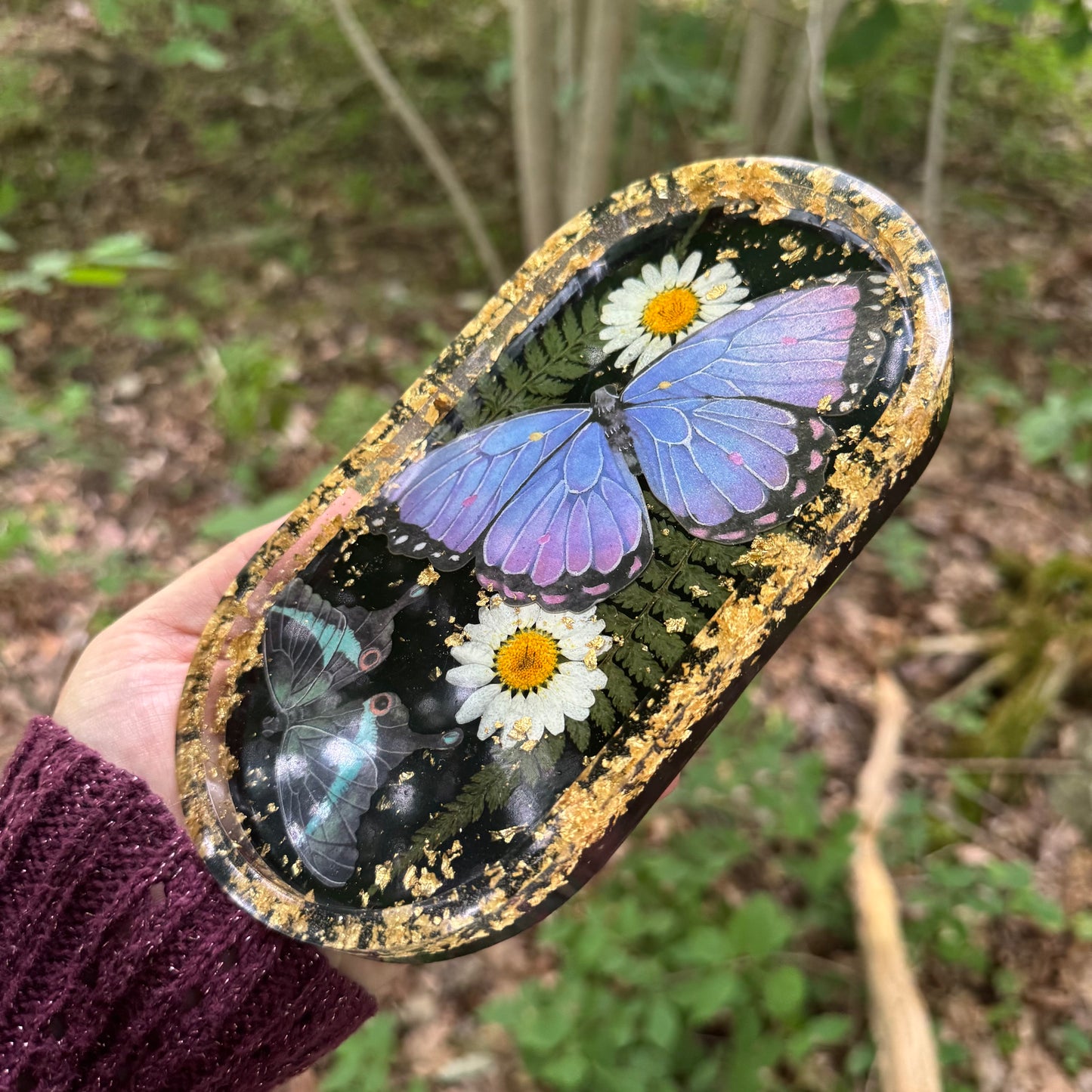 Morpho and Peacock Swallowtail Trinket Tray