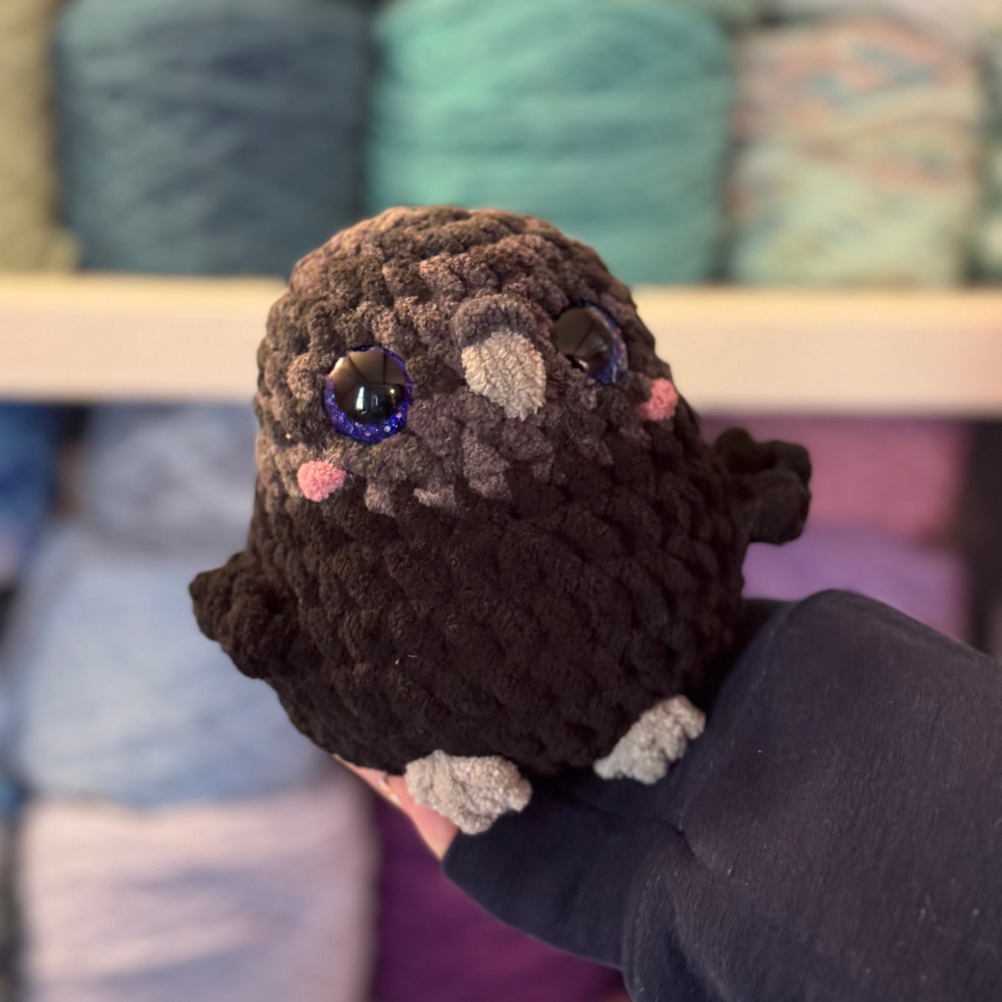 Raven Crochet Plushie | Hand Painted Eyes