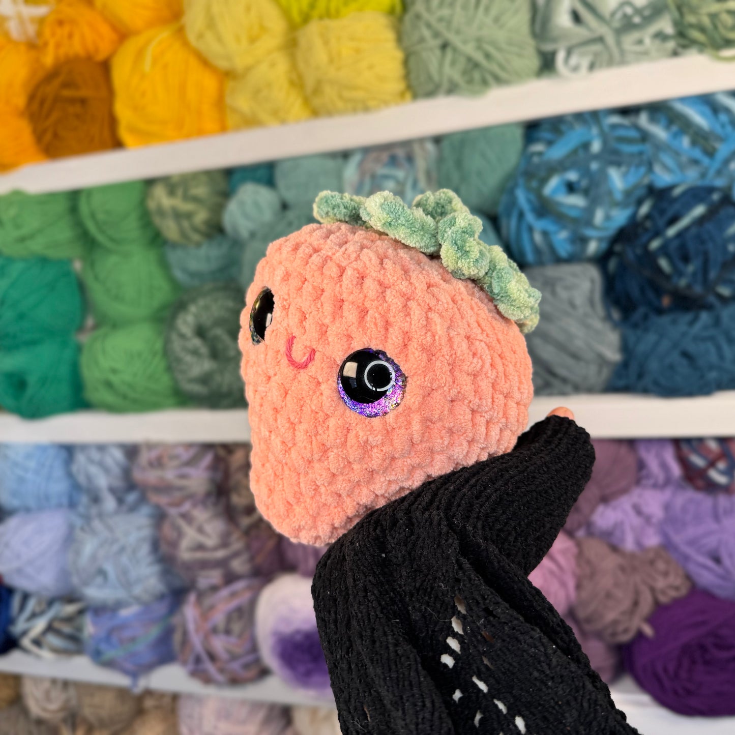 Strawberry Crochet Plushie | Hand Painted Eyes